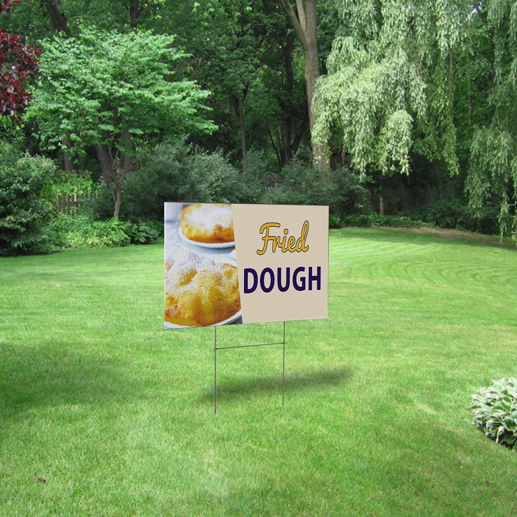 Yellow 18x12 Inch Weatherproof Yard Sign - Single Side Printed Outdoor Advertising for Bakery, Fried Dough & Garden Business - Durable Lawn Sign for All Weather Conditions - Perfect for Storefronts, Events & Sidewalk Promotions