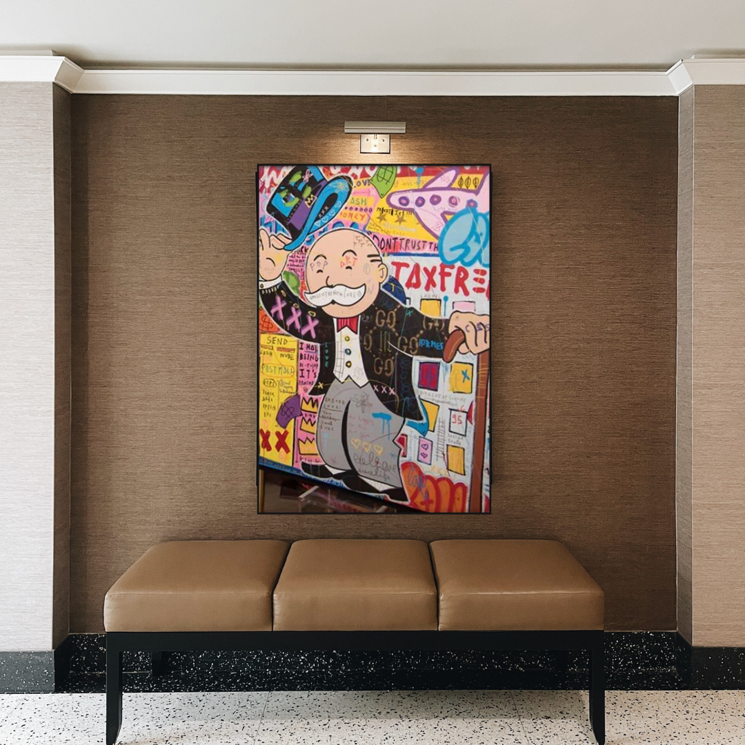 Alec Monopoly Canvas Wall Art Decor - Modern Pop Art Painting for Home & Office - Perfect for Living Room, Bedroom, and Office Wall Decor