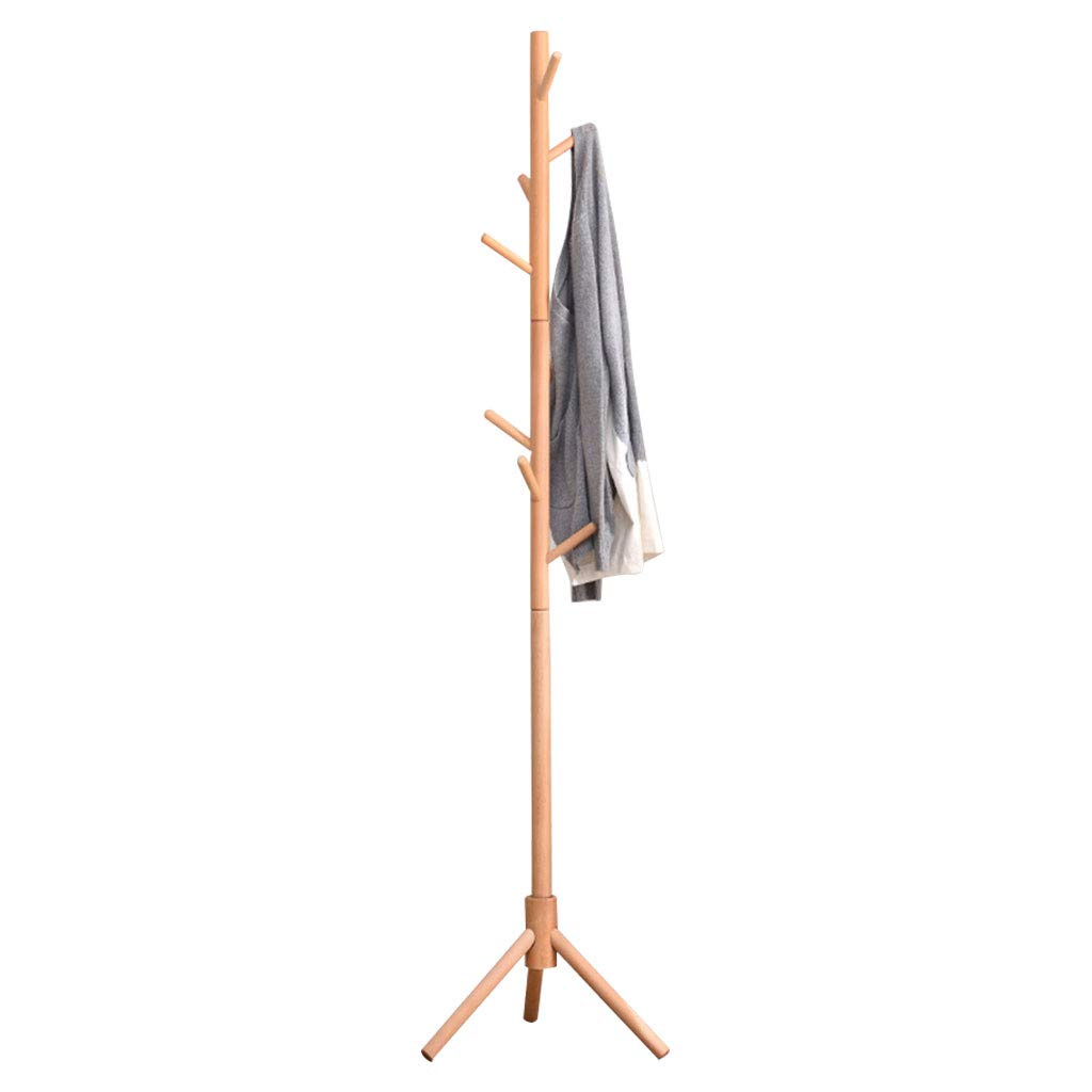 YERT Wooden Coat Rack with 8 Hooks - Sturdy 3-Legged Base for Home, Office & Corridor - Perfect for Organizing Jackets, Hats & Bags at Entryways