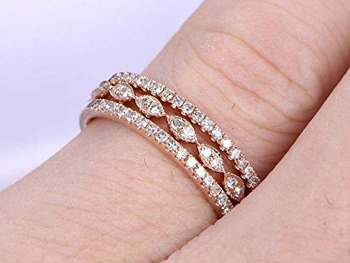 1.50 Carat 3-Piece Wedding Ring Set - Stackable 18k Gold Plated Bridal Band Set for Engagement, Anniversary & Everyday Elegance
