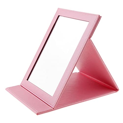 Foldable Pink PU Leather Makeup Mirror - Portable Compact Cosmetic Mirror for Travel, Home & Purse - Perfect for On-the-Go Touch Ups & Vanity Organization