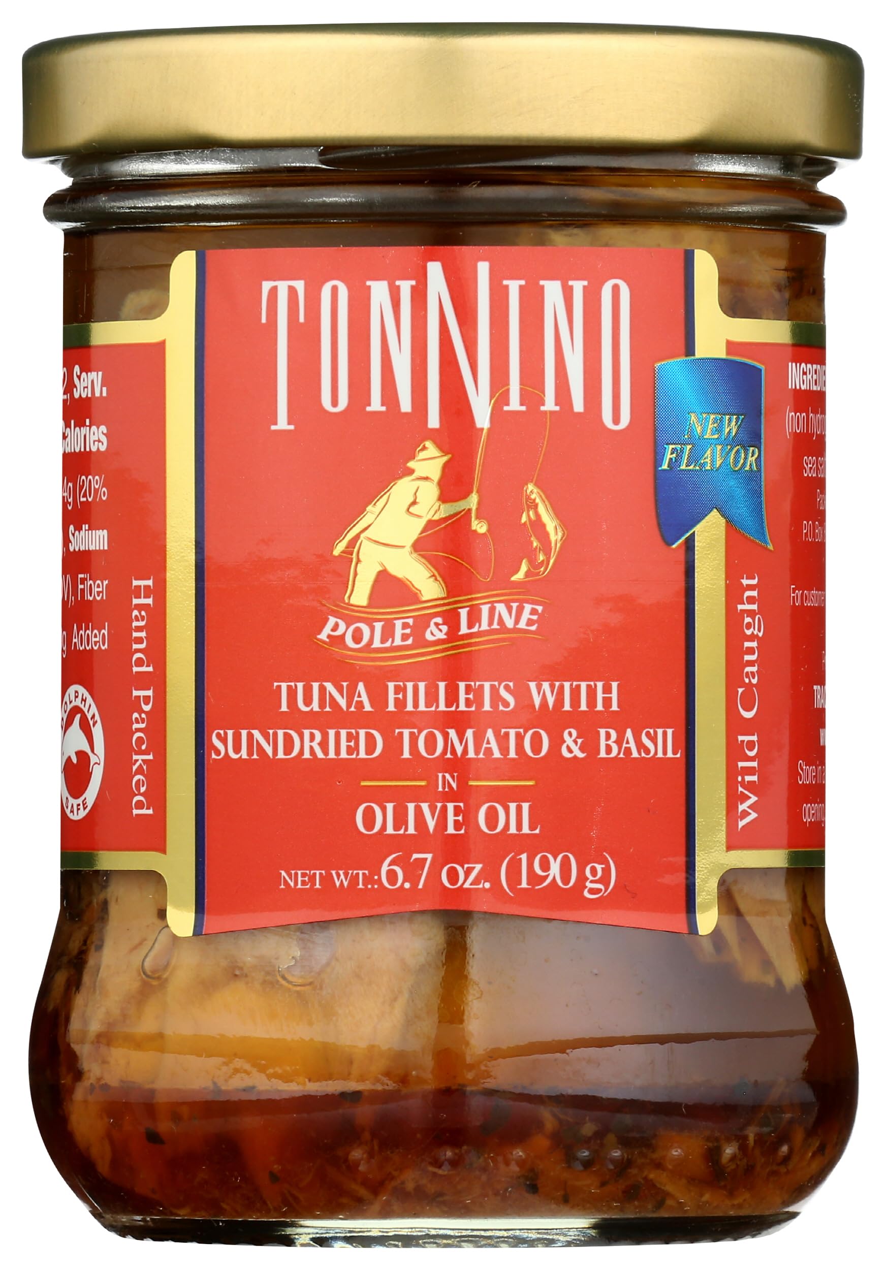 Premium Tonnino Tuna Fillet with Sun-Dried Tomatoes & Basil in Olive Oil - 6.3 oz Can - High Protein, Keto & Paleo Friendly - Perfect for Salads, Sandwiches & Pasta Dishes