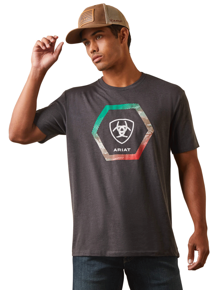 Ariat Men's Recon Trim T-Shirt - Charcoal Heather | Comfortable & Durable Casual Shirt for Work, Outdoor & Everyday Wear