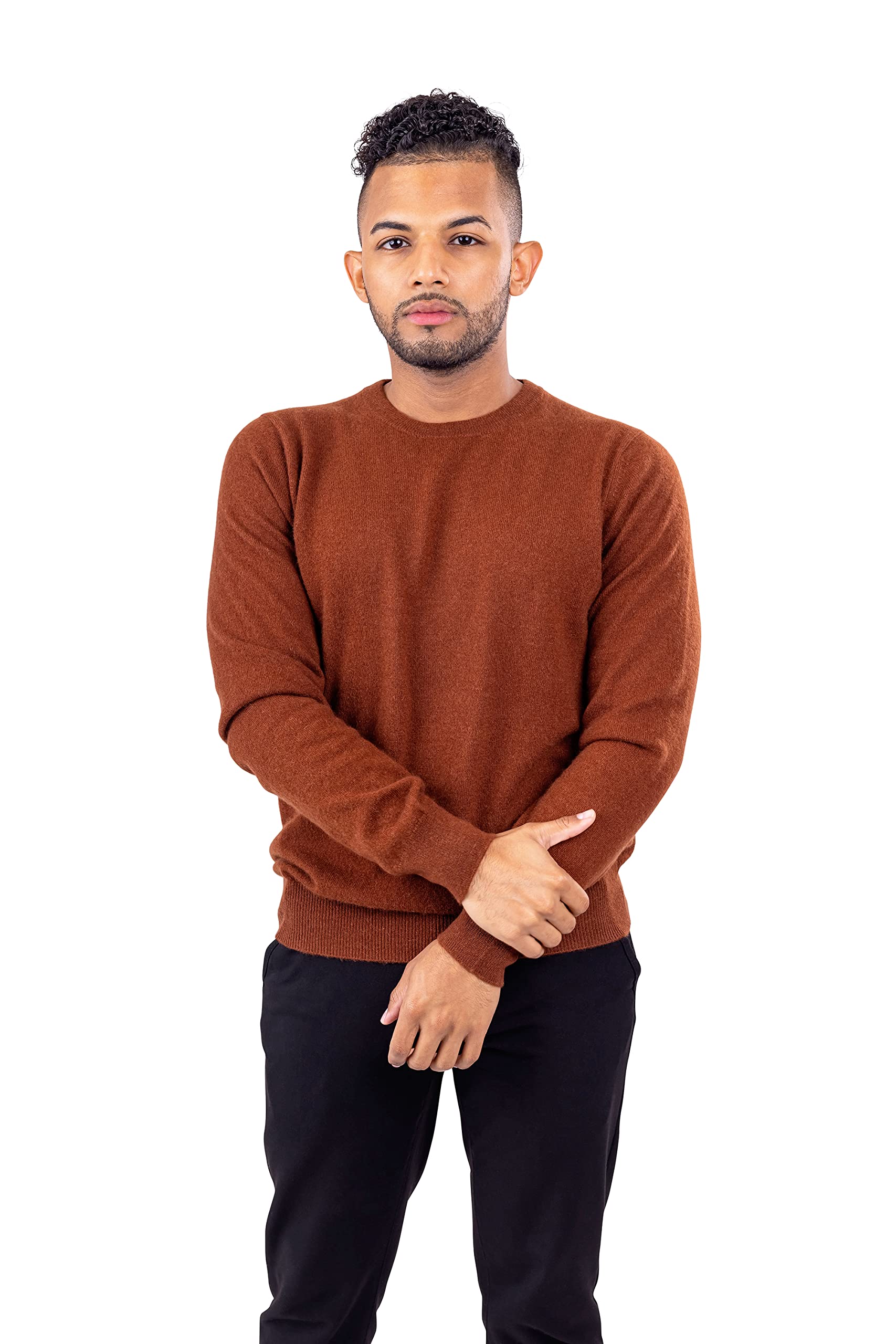Velanio 100% Cashmere Men's Crewneck Sweater - Soft & Warm Winter Pullover for Men | Perfect for Office, Travel & Casual Outfits