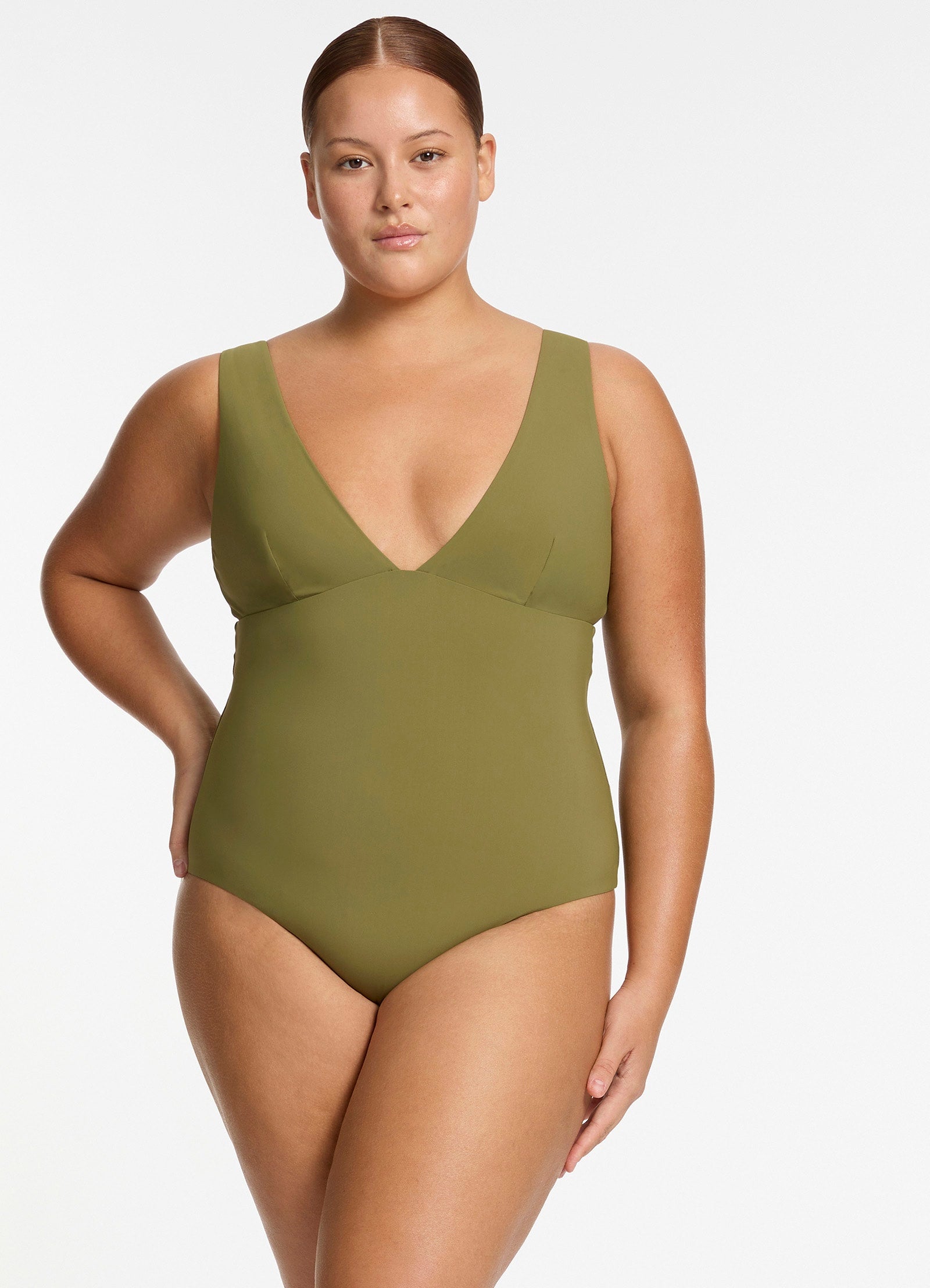 Jetset Plunge One Piece Swimsuit - Sexy High Cut Bathing Suit for Women, Moss Green - Perfect for Beach Vacations, Pool Parties & Summer Getaways