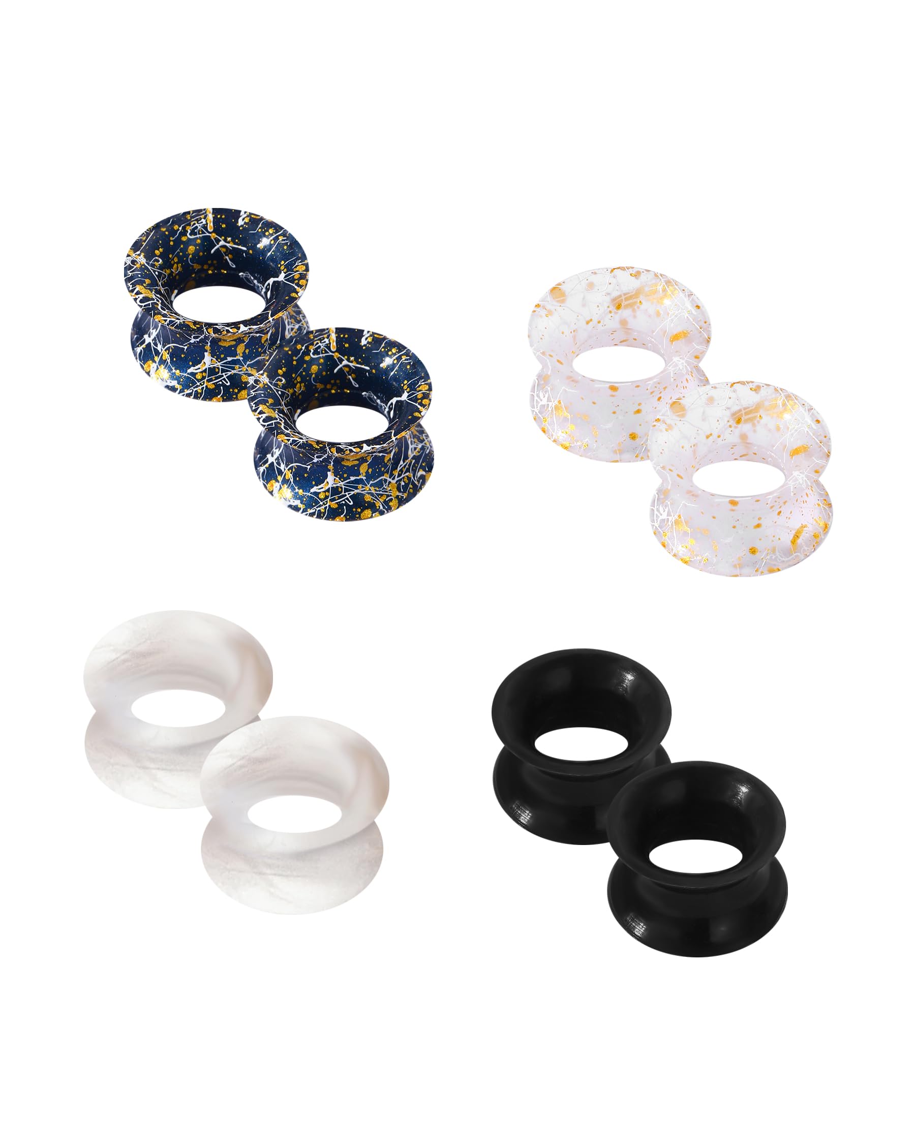 COCHARM 8PCS Soft Flexible Silicone Ear Gauges - Double Flared Ear Tunnels 0G 00G 1/2 Inch Stretching Plugs - Hypoallergenic Colorful Silicone Earrings for Men & Women - Perfect for Daily Wear, Parties and Body Jewelry Collection