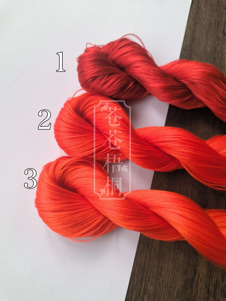 5A Grade 20g Raw Mulberry Silk Thread (Red) for Ronghua Wigs - Premium Hair Extension Material for DIY Wig Making, Cosplay & Costume Design
