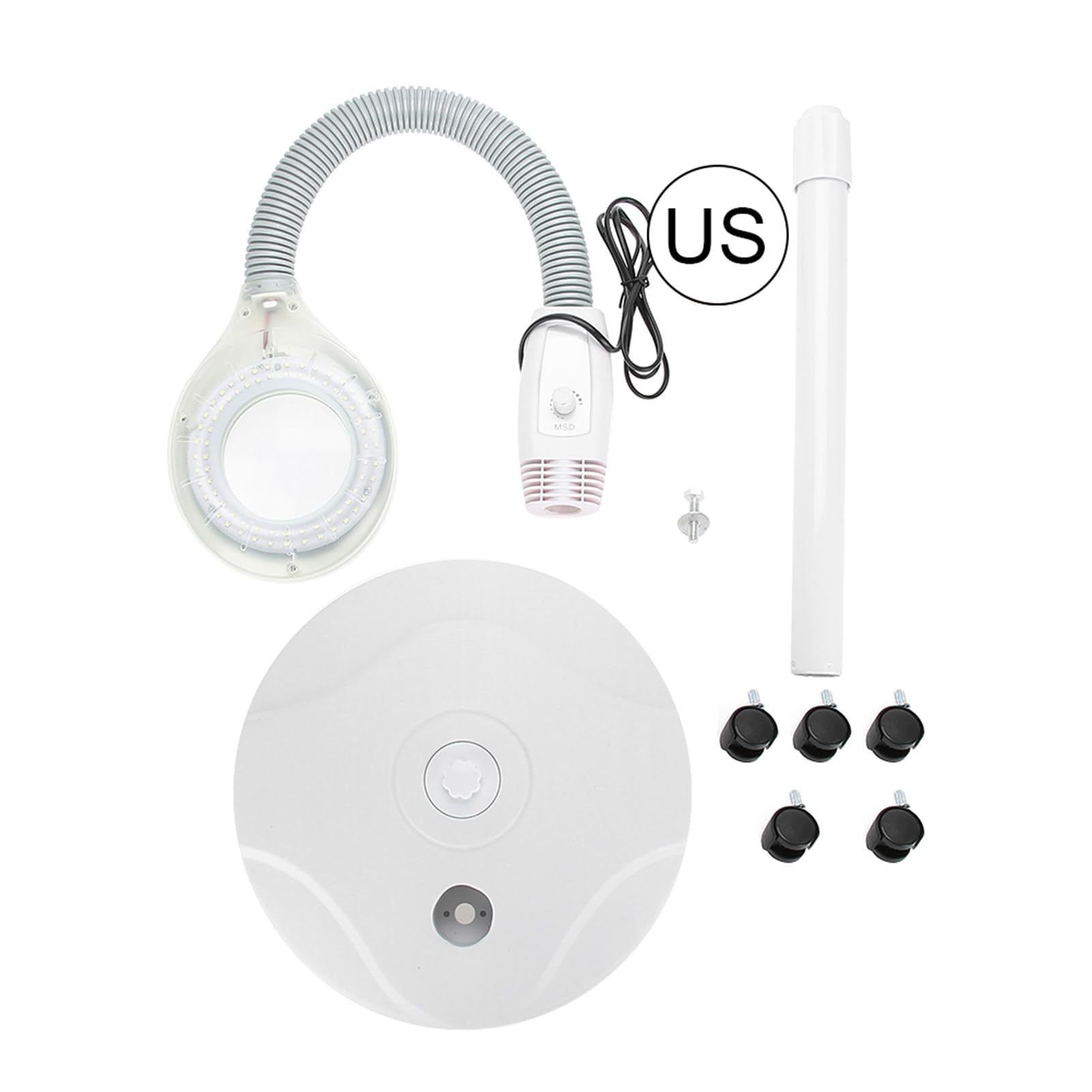 3X Magnifying Glass with LED Light & Adjustable Floor Stand - Professional Wheeled Rolling Base Magnifier Lamp for Reading, Skincare, Manicure & Tattoo | Perfect for Beauty Salons, Home Use & Detailed Work (Height Adjustable)