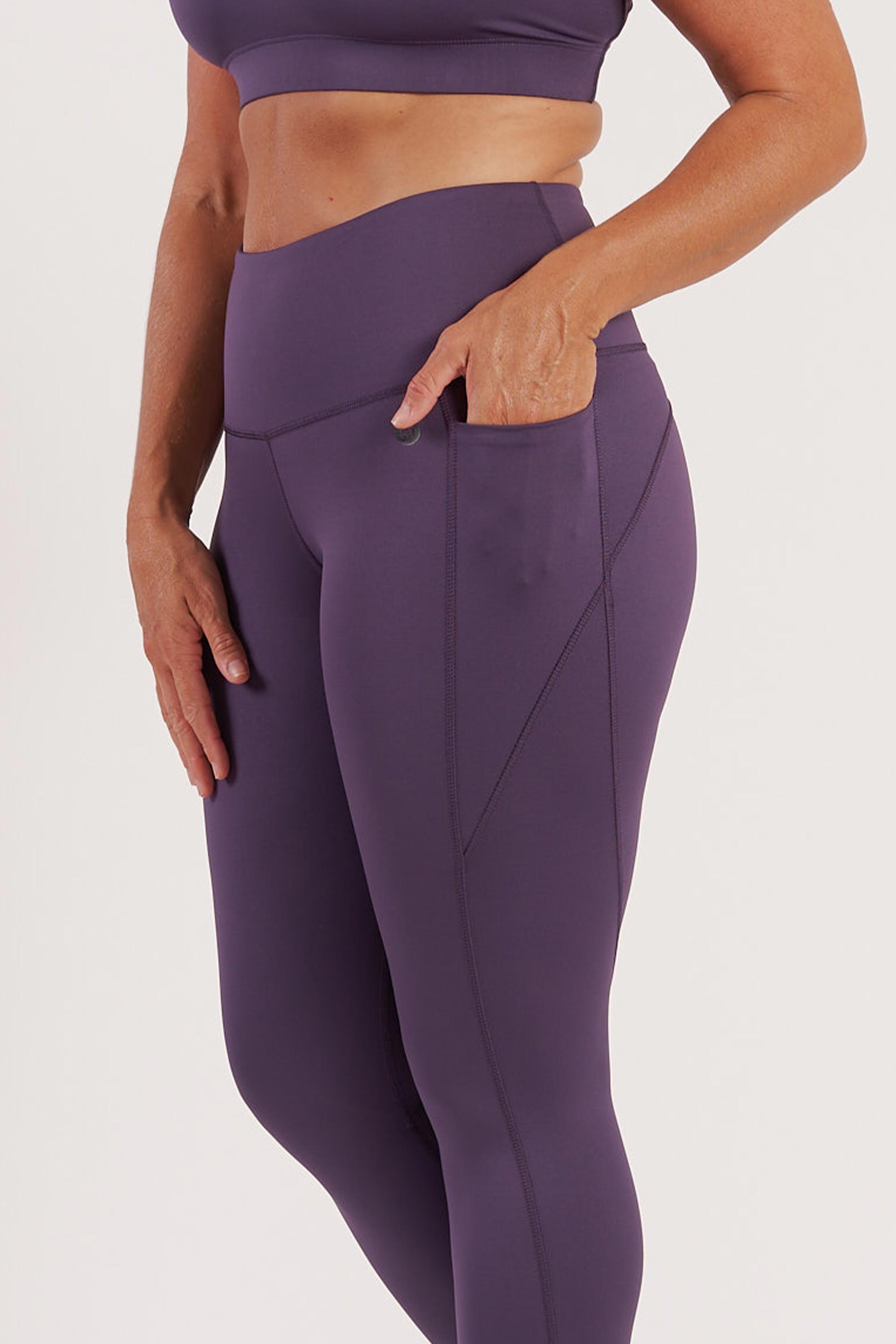Training Pocket Move 7/8 Leggings for Women - Blackcurrant Color | High Waist Yoga Pants with Side Pockets | Perfect for Gym, Running, Workout & Lounge Wear