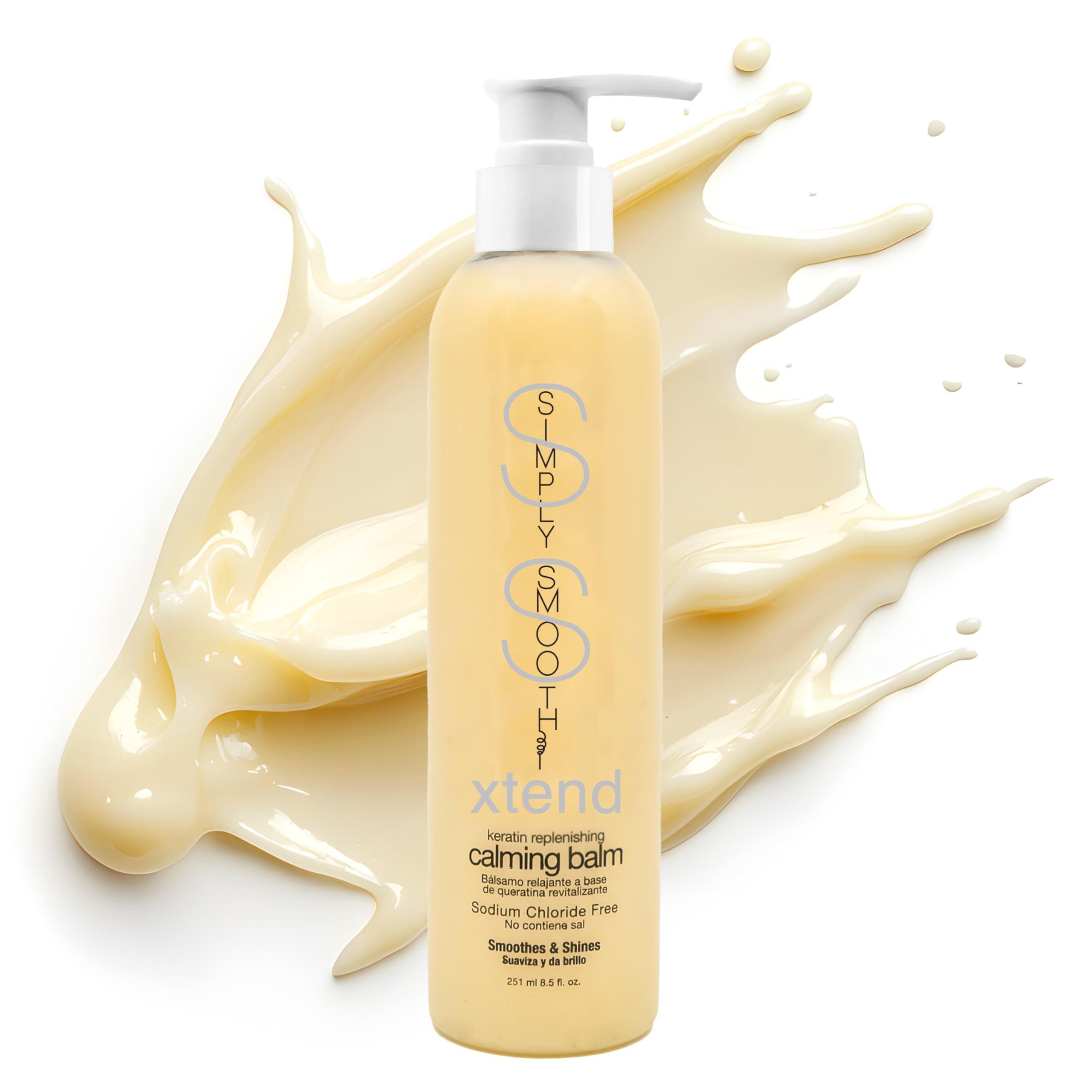 Xtend Keratin Replenishing Calming Balm - Smoothing & Curling Hair Treatment for Frizz Control | Collagen-Infused Formula Repairs Dry, Damaged Hair (8.5 Oz) | Perfect for Daily Styling, Blowouts & Heat Protection