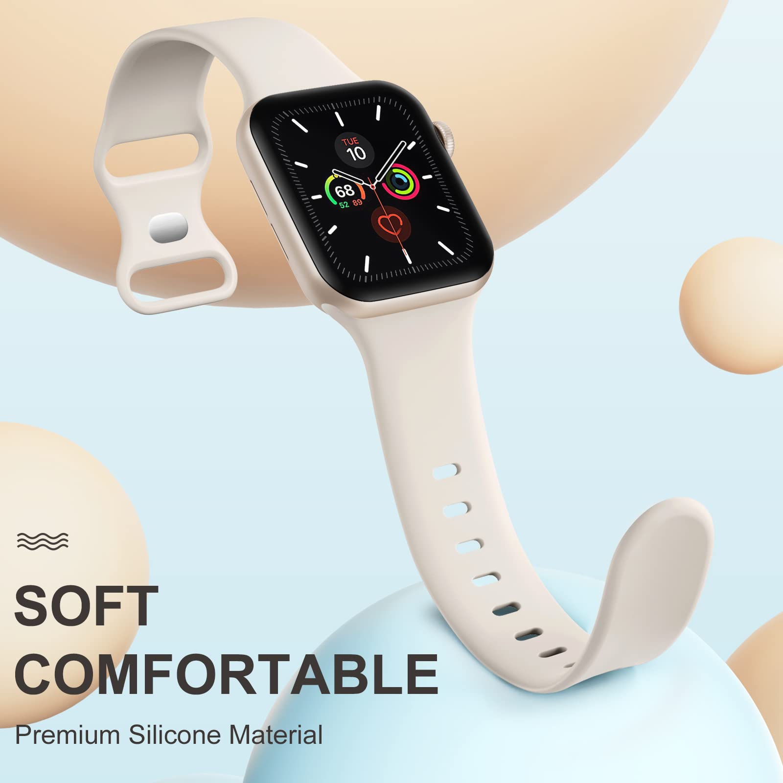 Lerobo Soft Silicone Strap Compatible with Apple Watch 38mm 40mm 41mm 45mm 44mm 42mm 46mm 49mm - Replacement Band for iWatch Series 10/9/8/7/6/5/4/3/Ultra 2/1/SE - Comfortable & Durable Wristband for Women & Men - Perfect for Workouts, Running, Swimming & Daily Wear