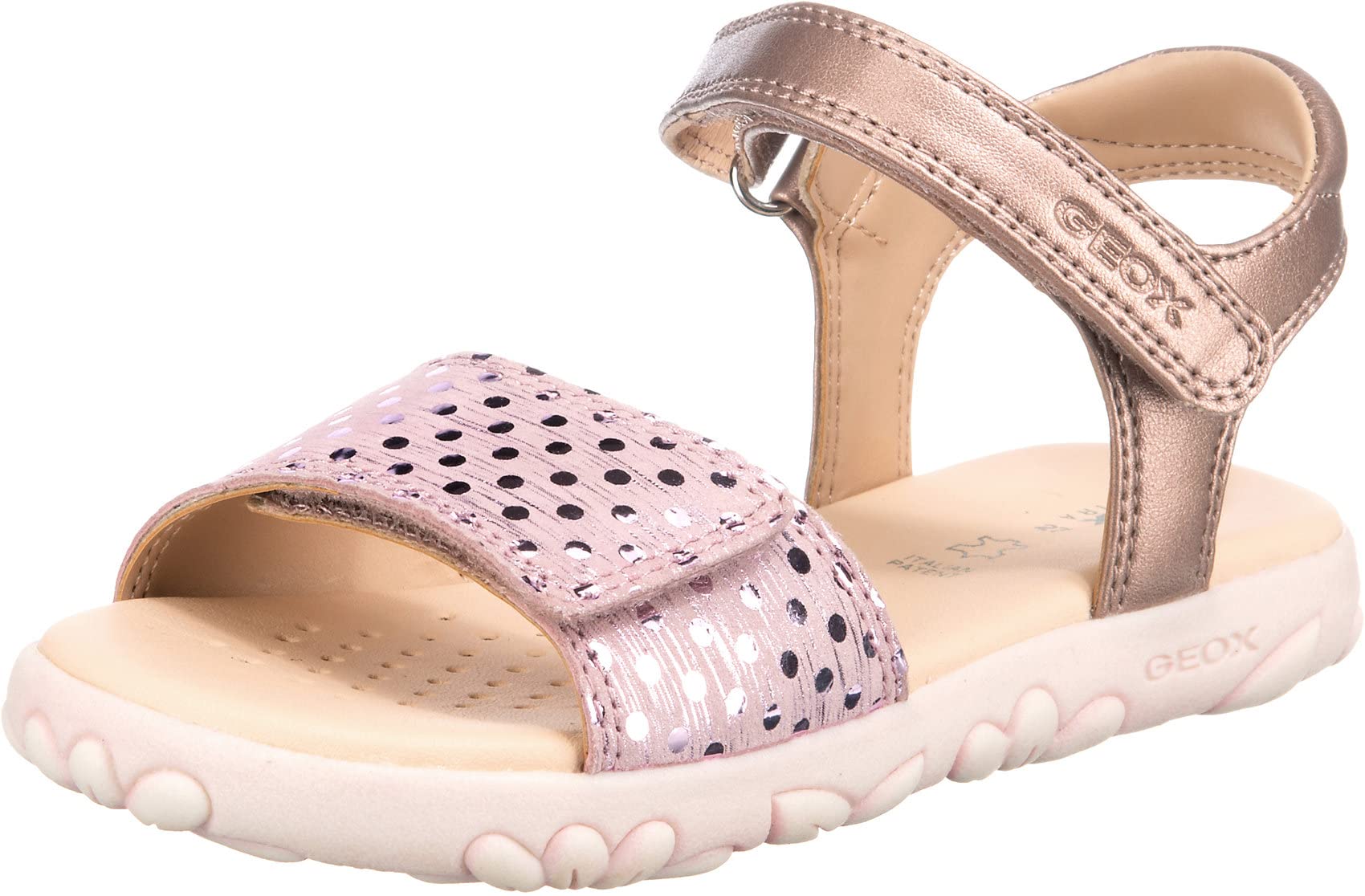 Geox Girl's Sandal Haiti 7 (Toddler/Little Kid) - Antique Rose 32 (US 1 Little Kid) M - Comfortable Summer Sandals for Kids Outdoor Play & Beach Walking