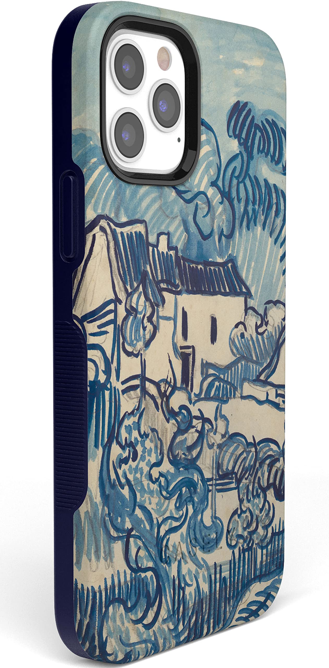 Van Gogh Landscape with Houses iPhone 12/12 Pro Case - Shockproof Protective Phone Cover with MagSafe Compatibility | Artistic Painting Design for Daily Use, Travel & Gift Giving