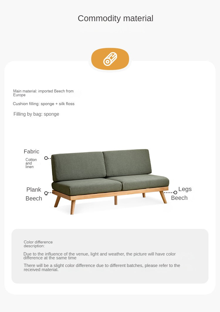 Premium Beech Solid Wood Upholstered Sofa - Comfortable & Durable Living Room Furniture for Relaxing & Entertaining