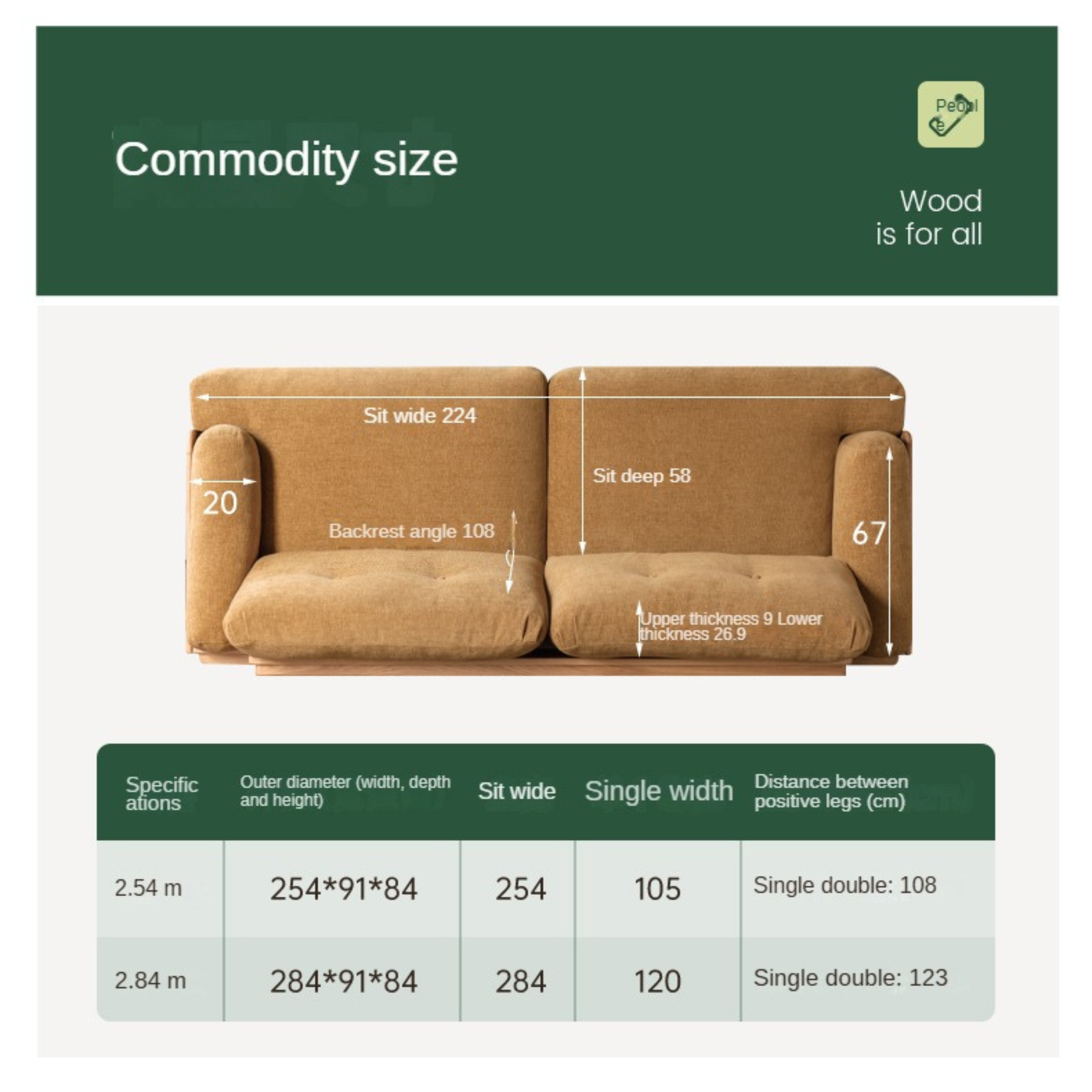 Premium Oak Solid Wood High Back Sofa with Genuine Leather & Fabric Upholstery - Modern Living Room Furniture for Home & Office Comfort