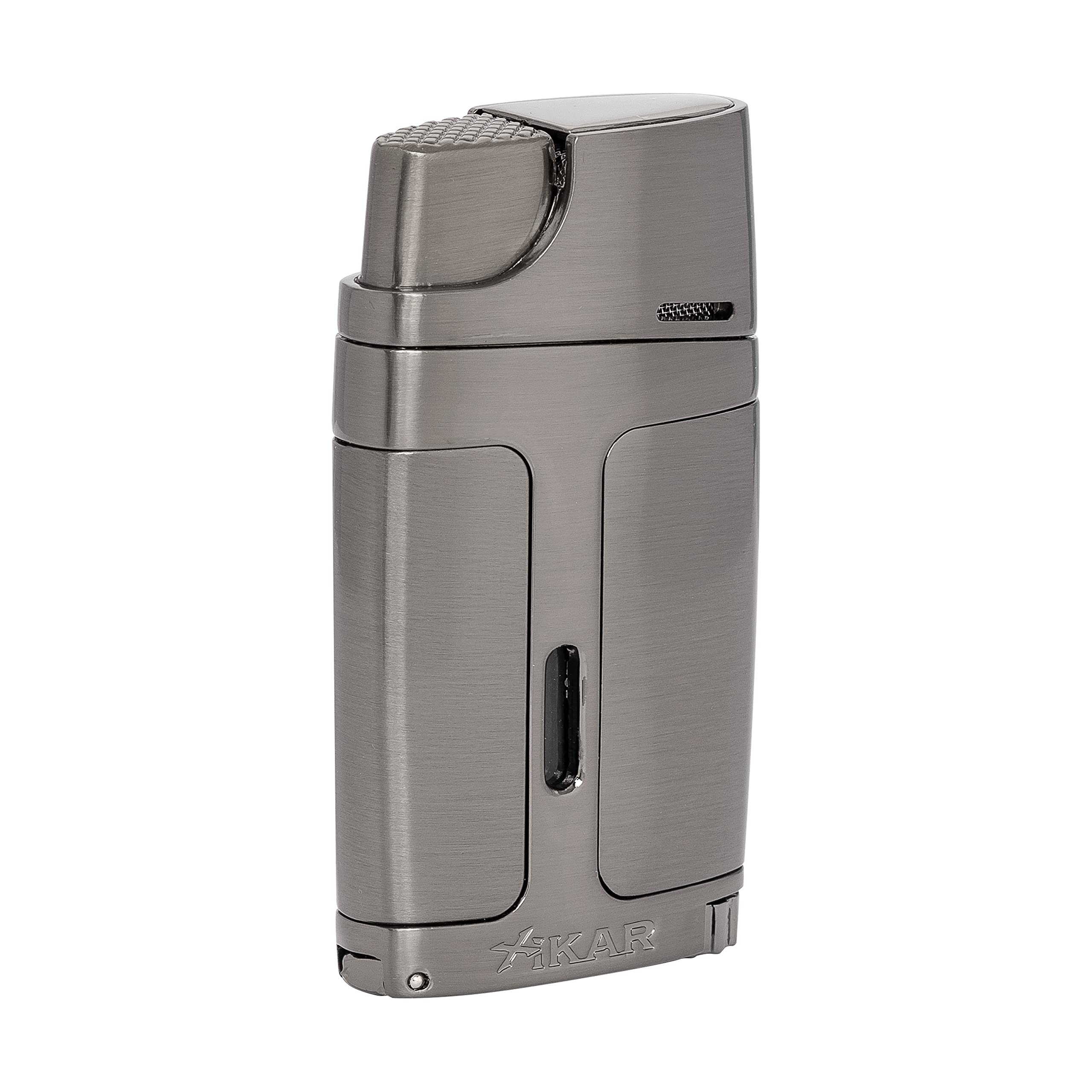 Xikar ELX Double Jet Flame Butane Torch Lighter with 9mm Cigar Punch - Refillable Adjustable Flame Cigar Lighter with Fuel Window - Perfect for Cigar Aficionados, Outdoor Smoking & Special Occasions