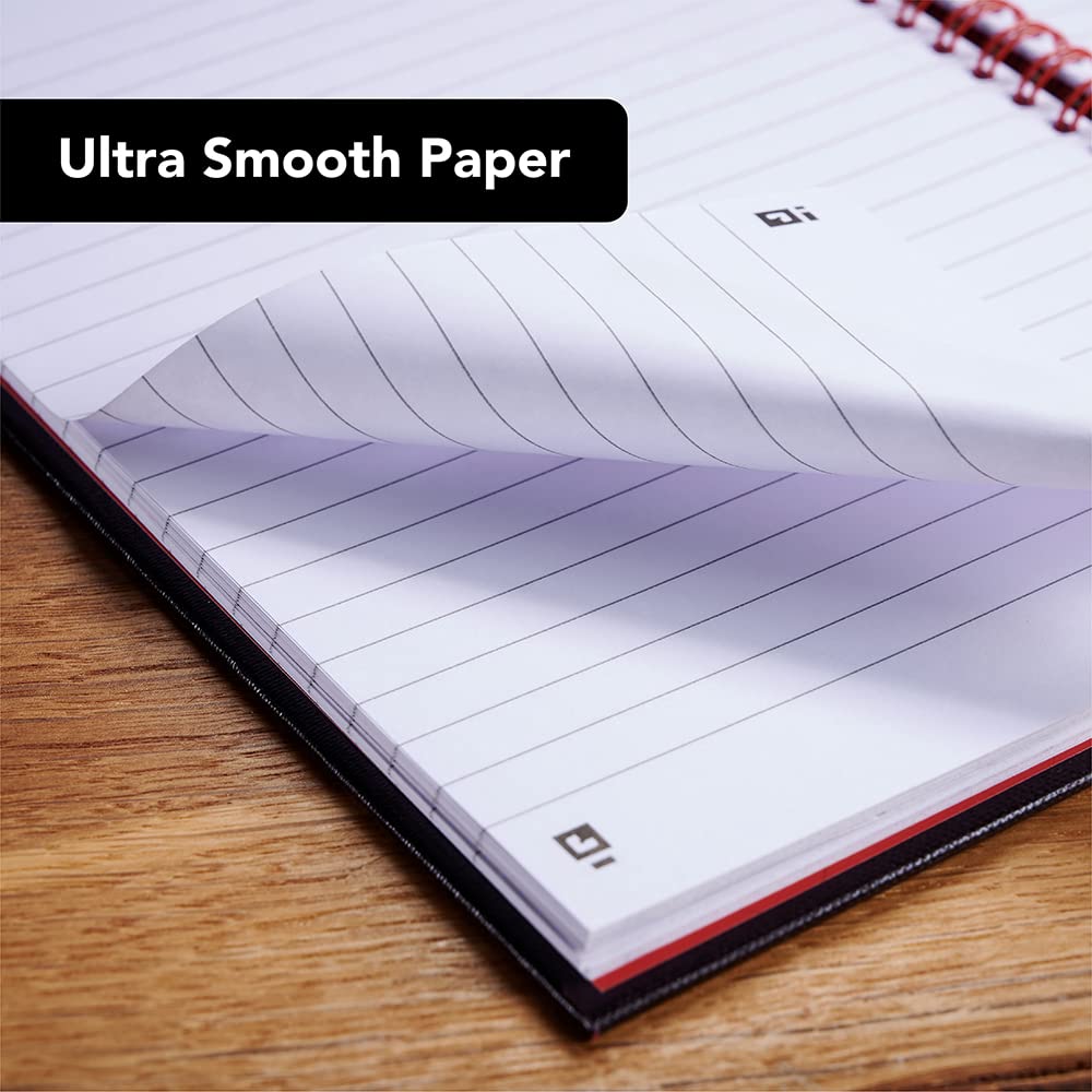 Oxford Black n' Red A4+ Matt Hardback Wirebound Notebook - Lined Paper with Margin, 140 Pages, 1 Pack - Premium Office & School Supplies for Note Taking, Journaling & Business Meetings