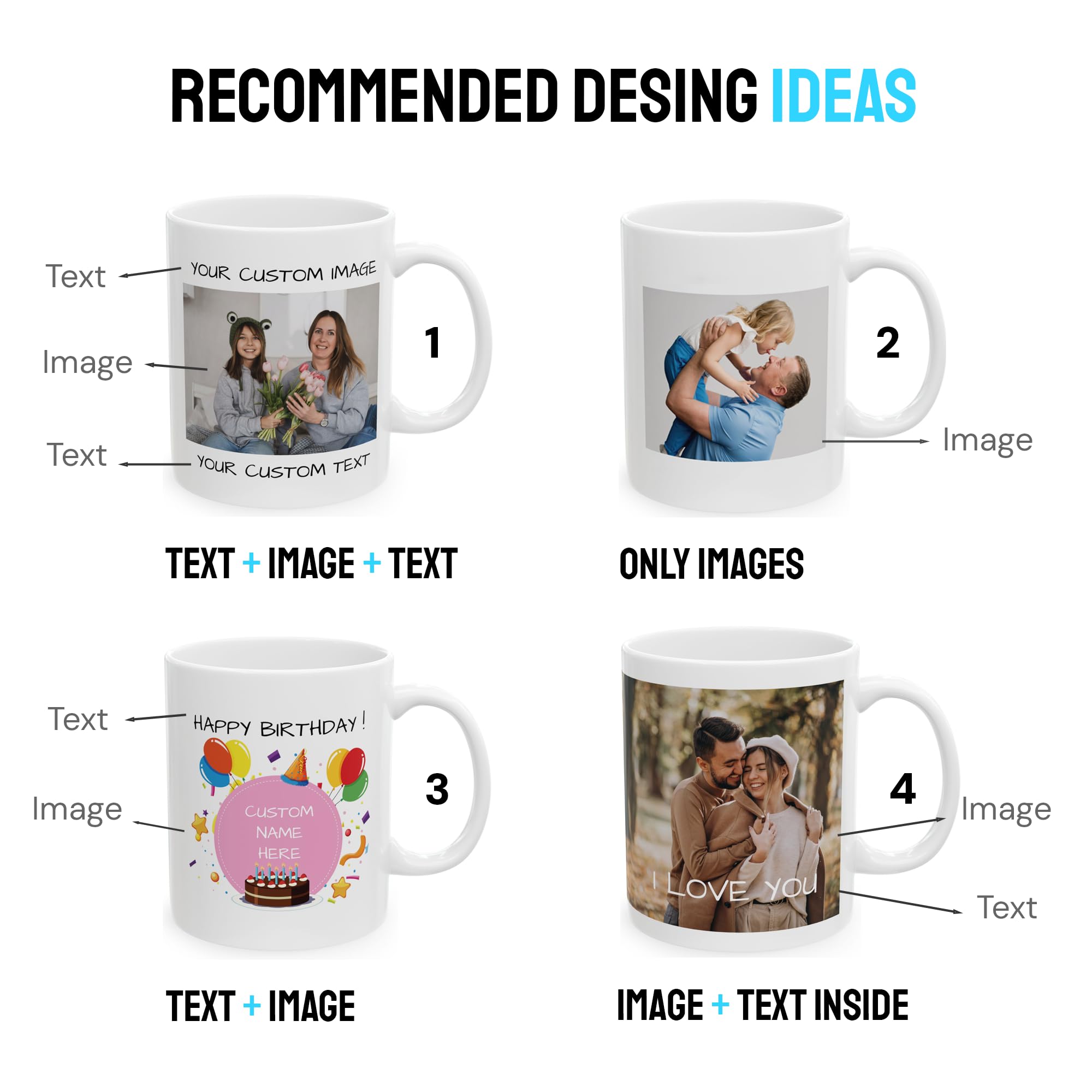 Personalized Ceramic Coffee Mug - Custom Photo, Text, or Logo | 11oz Tea Cup for Men, Women, Mom, Dad | Unique Gift for Birthday, Anniversary, Christmas | Perfect for Home, Office, or Gifting - White/Green