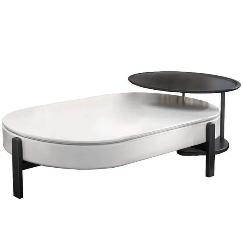 White & Black Lift Top Storage Coffee Table and Side Table Set - Modern Lacquer Finish for Living Room, Bedroom, or Office