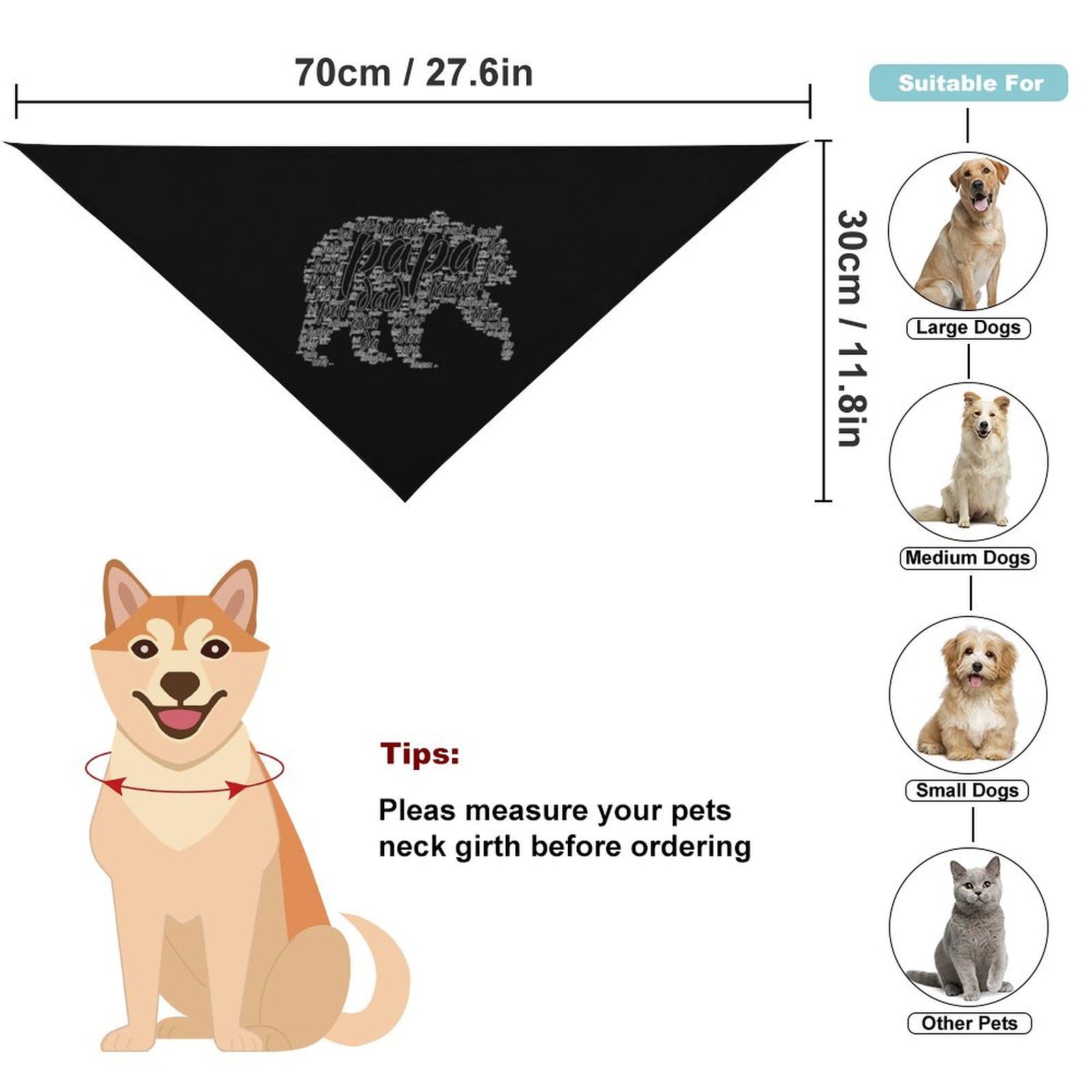 Cute Papa Bear Dog Bandanas - Adjustable Pet Scarf & Bib for Small Medium Large Dogs - Perfect Christmas Thanksgiving Gift for Pets - Great for Holidays, Parties & Photo Shoots
