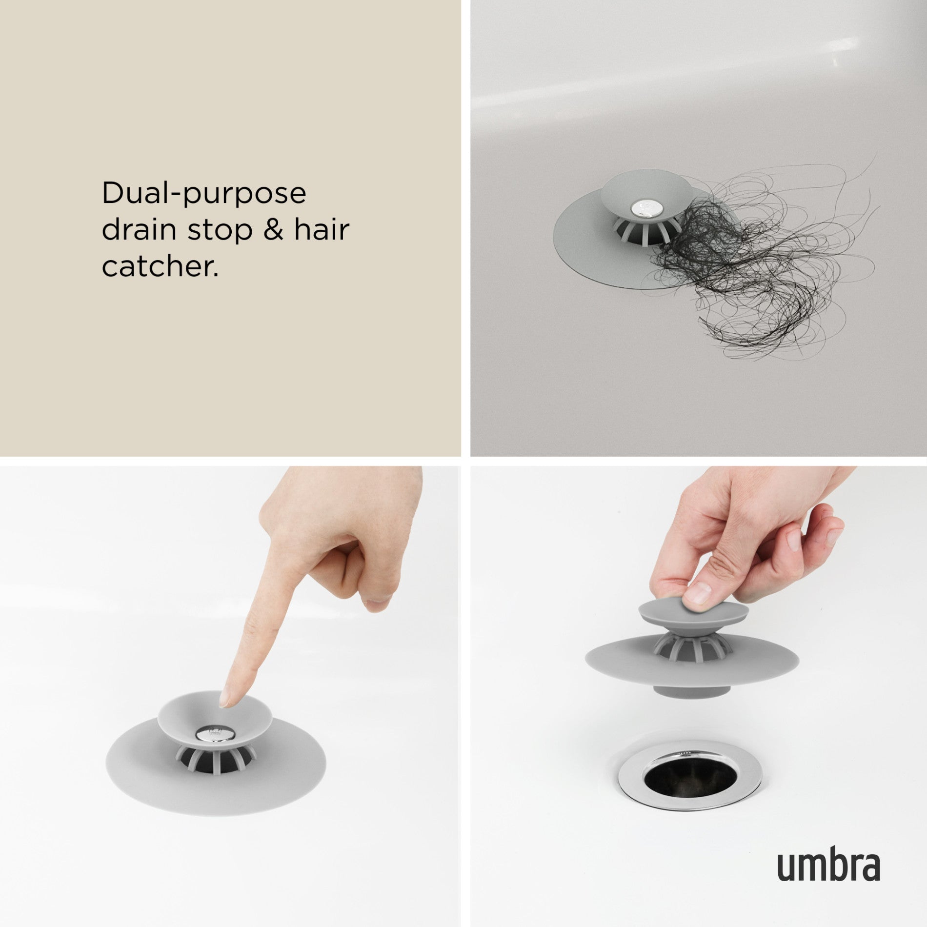 Flexible Drain Plug & Hair Catcher for Shower Sink - Stainless Steel Mesh Filter with Strong Suction Cups - Prevent Clogging in Bathroom, Kitchen & Laundry Room