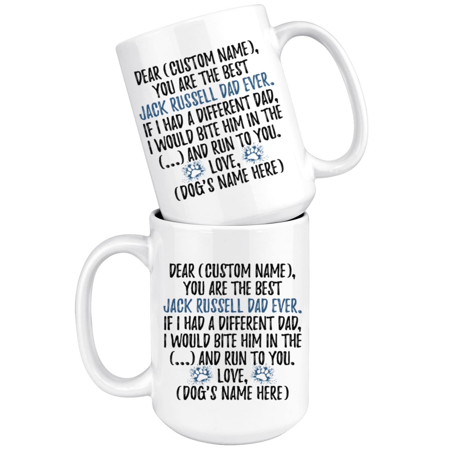 Personalized Jack Russell Terrier Dog Dad Coffee Mug - 15oz Ceramic Cup for Dog Lovers, Fathers Day Gift, Office & Home Use - Funny Russell Terrier Owner Gift Idea