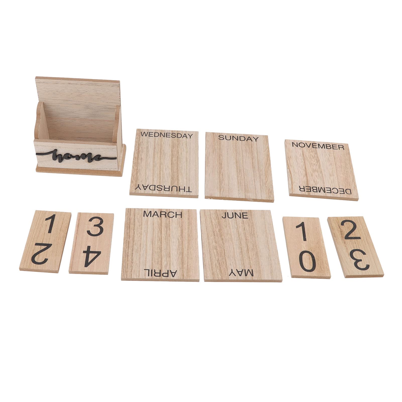 Huleo Sturdy & Durable Perpetual Wood Desk Calendar - Reusable Retro Office Organizer for Home, Work & School - Perfect for Planning, Scheduling & Productivity