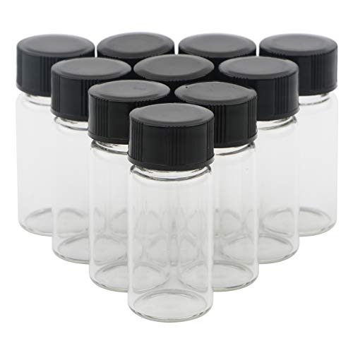 Ellbest 5ml (0.17 Oz) Clear Glass Sample Vials with Screw Cap - Pack of 10 Small Liquid Collection Bottles for Essential Oils, Perfume Samples, Laboratory Use & DIY Crafts