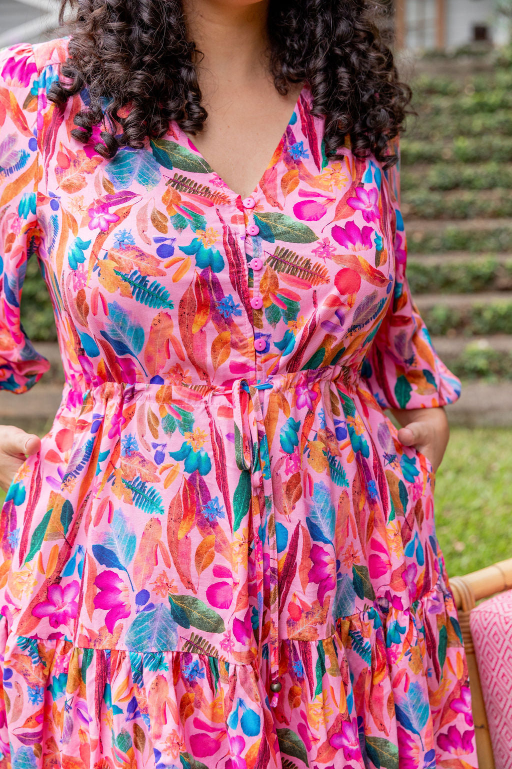 Kasey Rainbow Backyard Treasures Ziggy Dress - Floral Print Bohemian Maxi Dress for Women | Perfect for Beach Vacations, Summer Parties & Boho Fashion