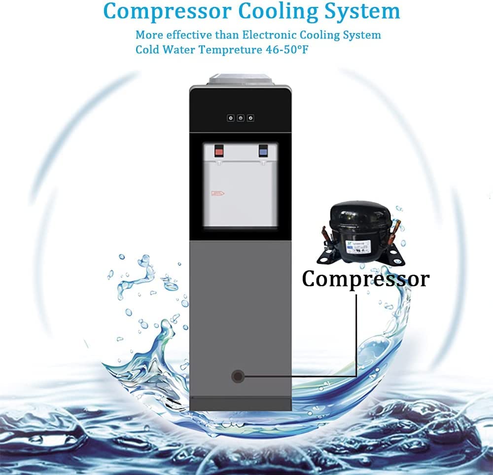Top Loading Water Cooler Dispenser with Hot & Cold Water - 3/5 Gallon Bottle Capacity, Compressor Cooling System for Home, Kitchen, Office & Dorm | Perfect for Hydration, Coffee & Tea Making