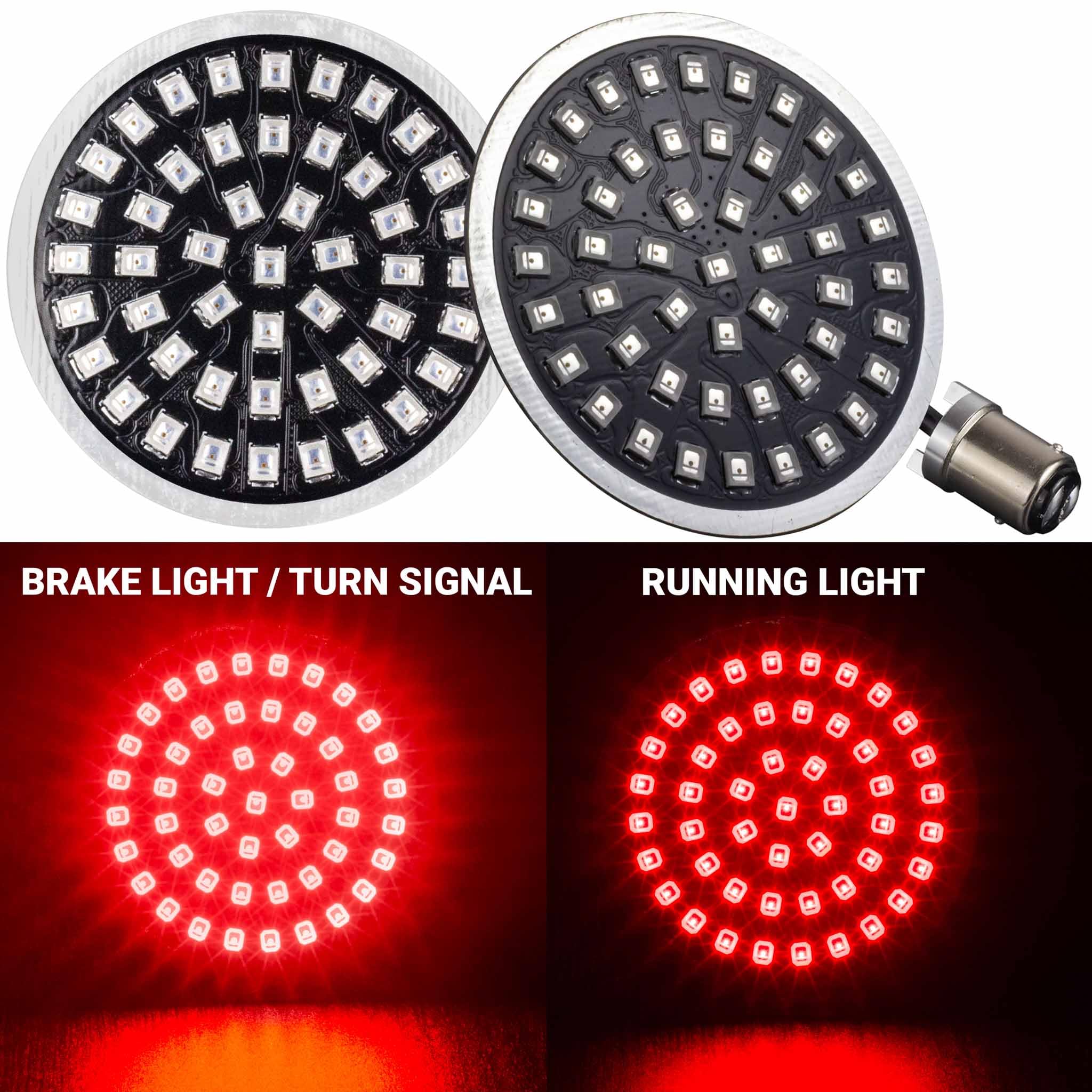 Eagle Lights 8748RTS-G2B Midnight Edition 2 Inch Rear LED Turn Signals, Running Lights & Brake Lights for Harley Davidson Motorcycles - Enhanced Visibility & Safety for Night Riding & Custom Bike Builds
