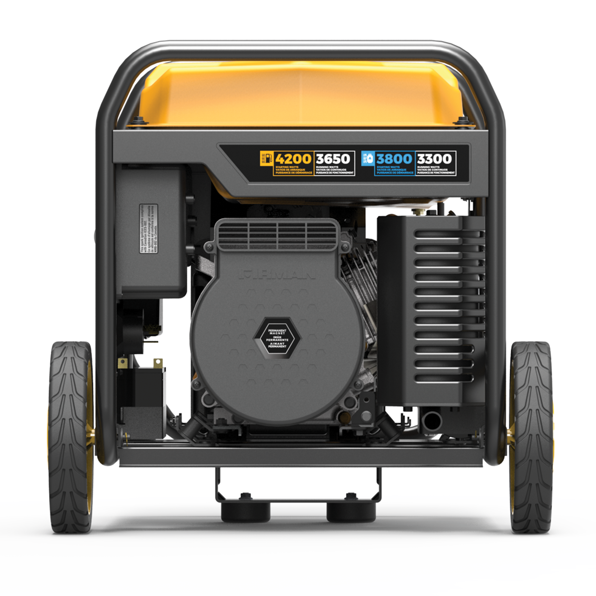 4500W Dual Fuel Open Frame Inverter Generator with Electric Start & CO Alert - Perfect for Camping, RV Trips, and Emergency Power Backup