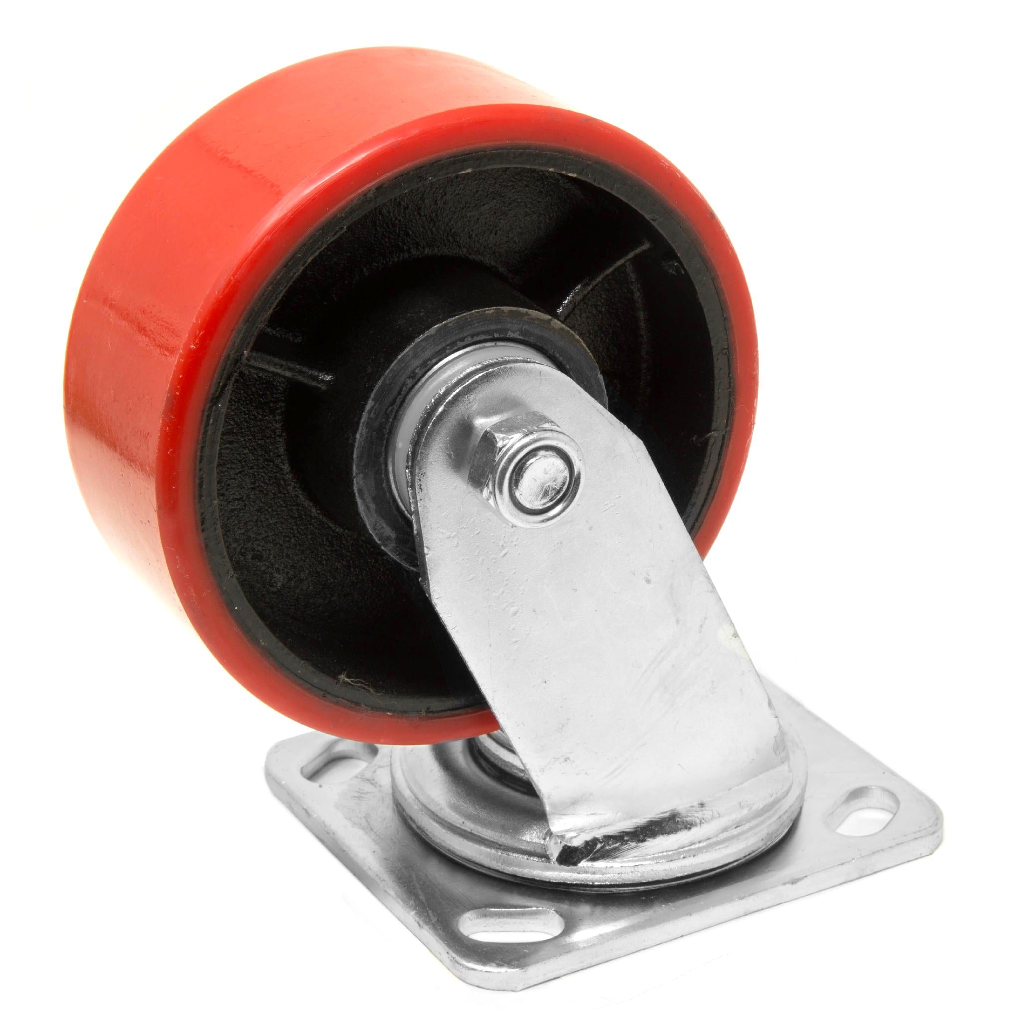 WEN CA7665W 5-Inch Heavy Duty Swivel Caster Wheels - 660 lb Capacity, Double Bearing, Cast Iron & Polyurethane - Ideal for Industrial Equipment, Workbenches, and Workshop Carts