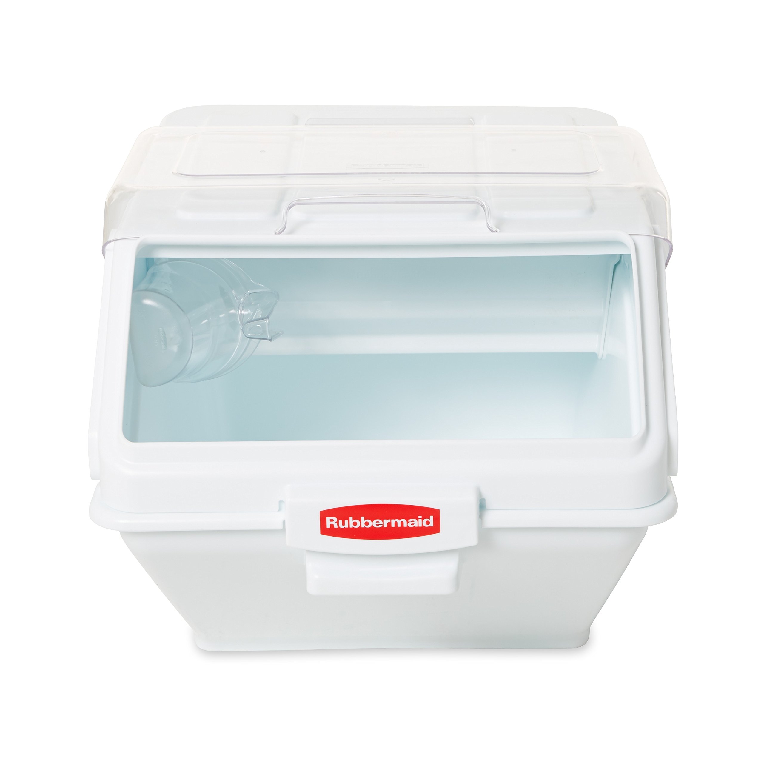 Rubbermaid 200-Cup White Food Storage Bin with Scoop - Ideal for Sugar, Grains, Rice & Baking Supplies | Commercial Kitchen & Pantry Organization Solution