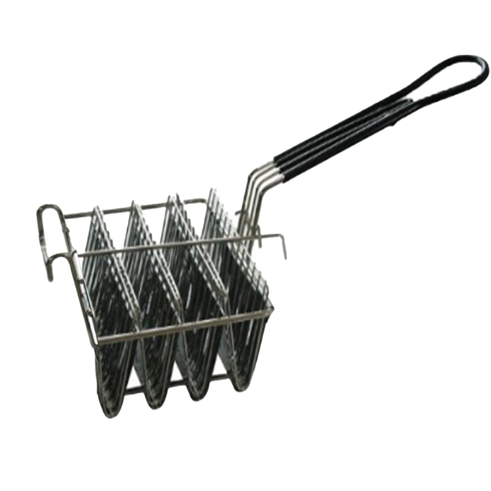 Stainless Steel Taco Basket for Deep Fryer - Holds 4 Shells with Non-Slip Grip Handle - Perfect for Taco Tuesday & Mexican Food Night at Home