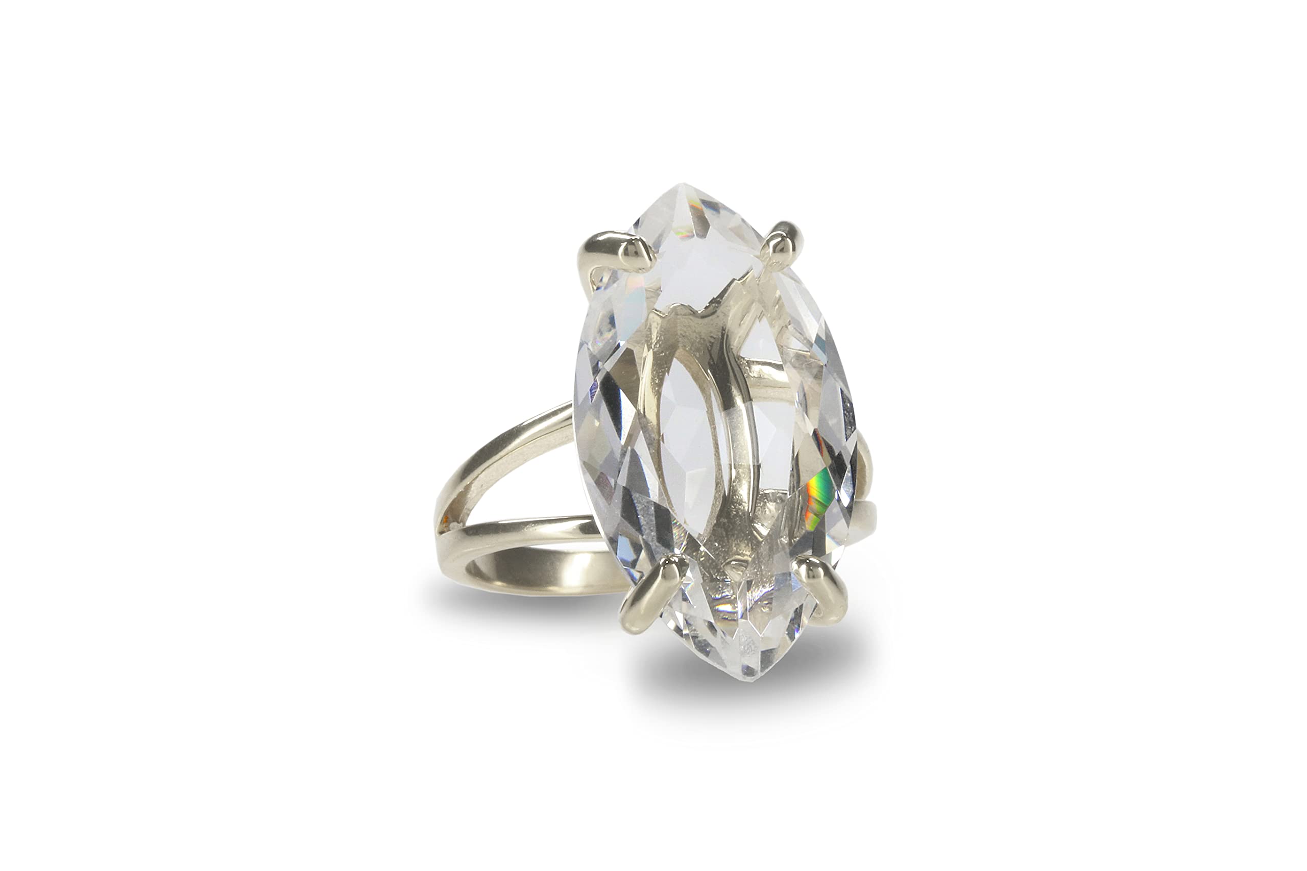 Solitaire Marquise Quartz Crystal Ring in Rose Gold - Handcrafted Gemstone Jewelry for Women - Elegant Gift Box Included - Perfect for Weddings, Anniversaries & Special Occasions