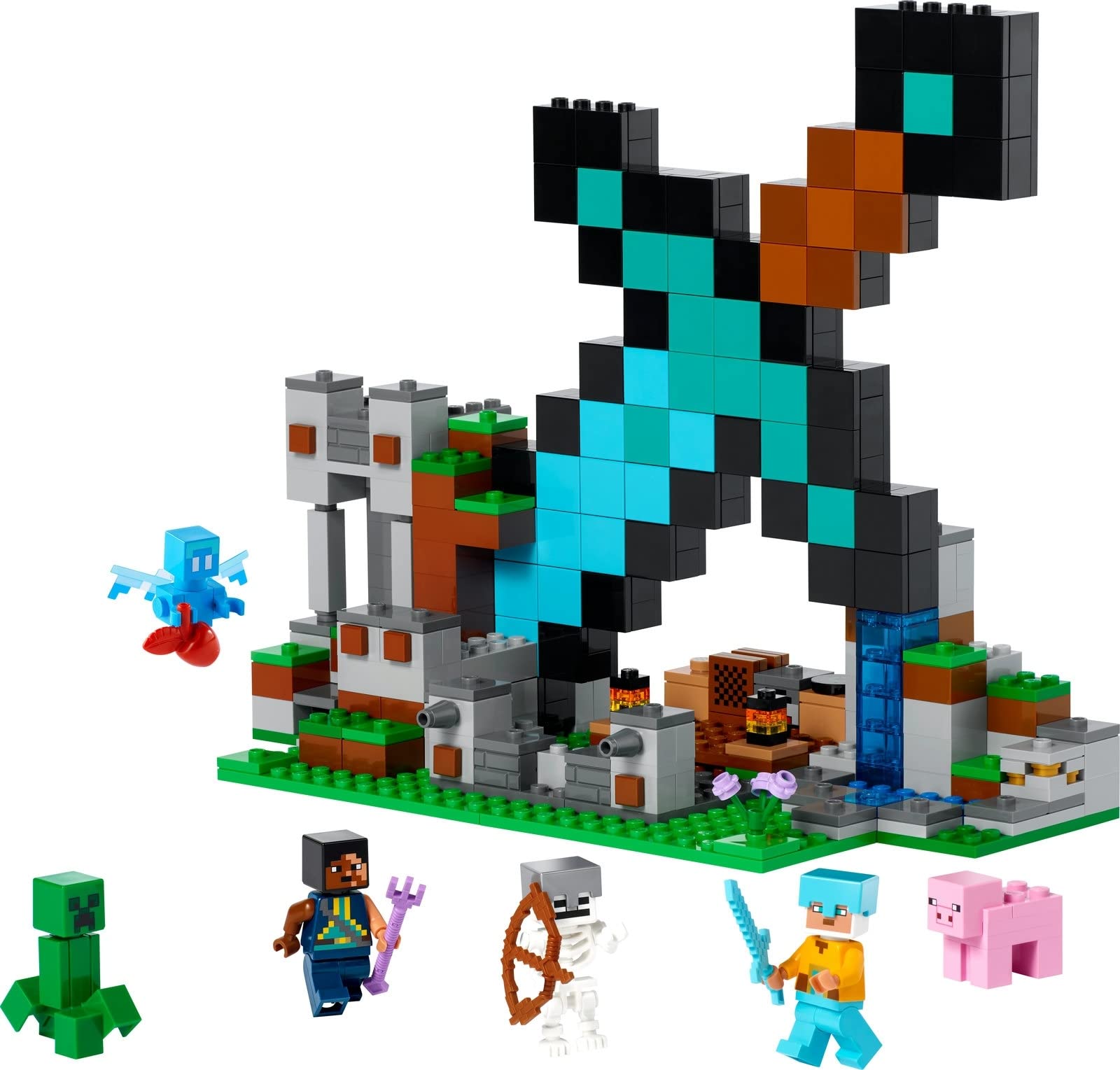 LEGO Minecraft 21244 The Sword Outpost & 21171 The Horse Stable - 2-in-1 Building Set for Creative Play | Perfect Gift for Kids & Minecraft Fans | Great for Adventure Scenes & Castle Displays