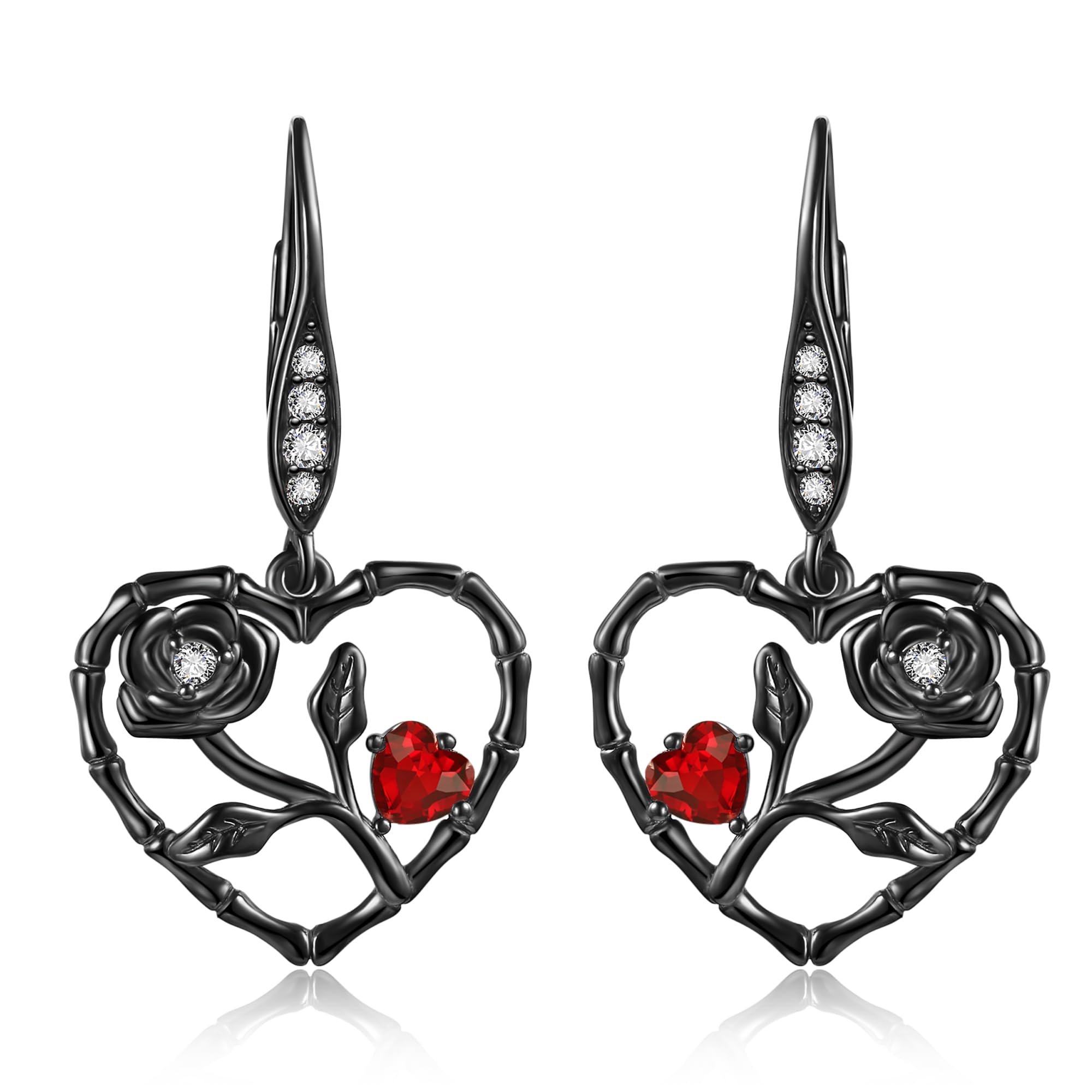 Black Rose Earrings Sterling Silver - Infinity Dangle Rose Jewelry for Women | Elegant Gift for Valentine's Day, Anniversary & Special Occasions
