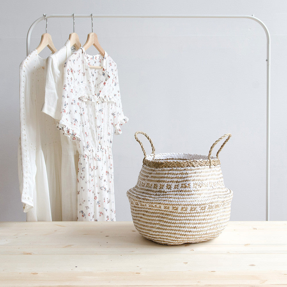 Riley Belly Basket - Handwoven Natural Fiber Storage Basket for Home Organization - Perfect for Nursery, Living Room, or Bathroom Decor