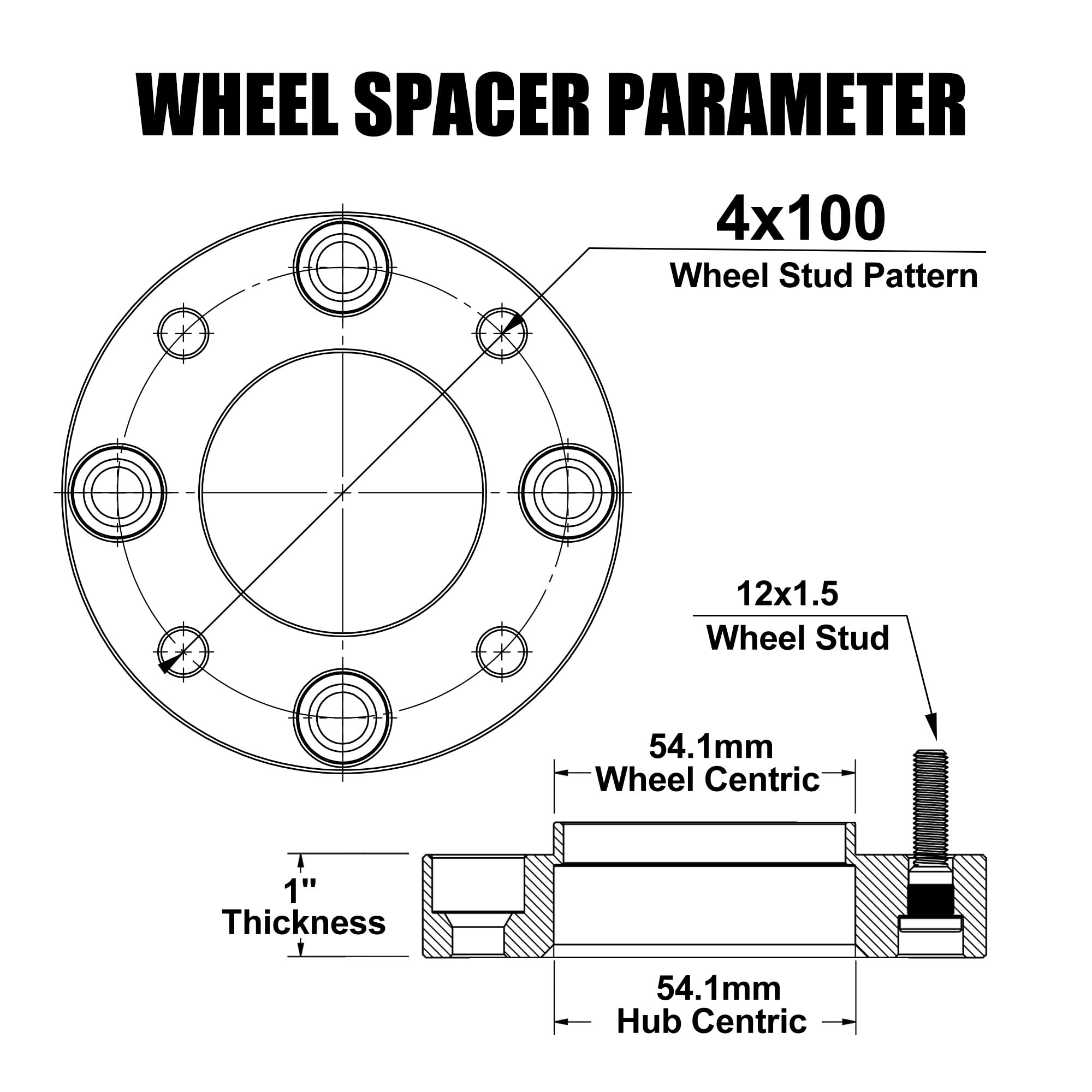 1 Inch 4x100mm Hub Centric Wheel Spacers for 1989-2005 & 2016-2023 Mazda MX-5 Miata - 4 Lug Forged Aluminum Wheel Spacer with 12x1.5 Studs & 54.1mm Bore - Fits Toyota Corolla, Celica, Yaris, Tercel - Perfect for Performance Upgrades & Custom Wheel Fitment