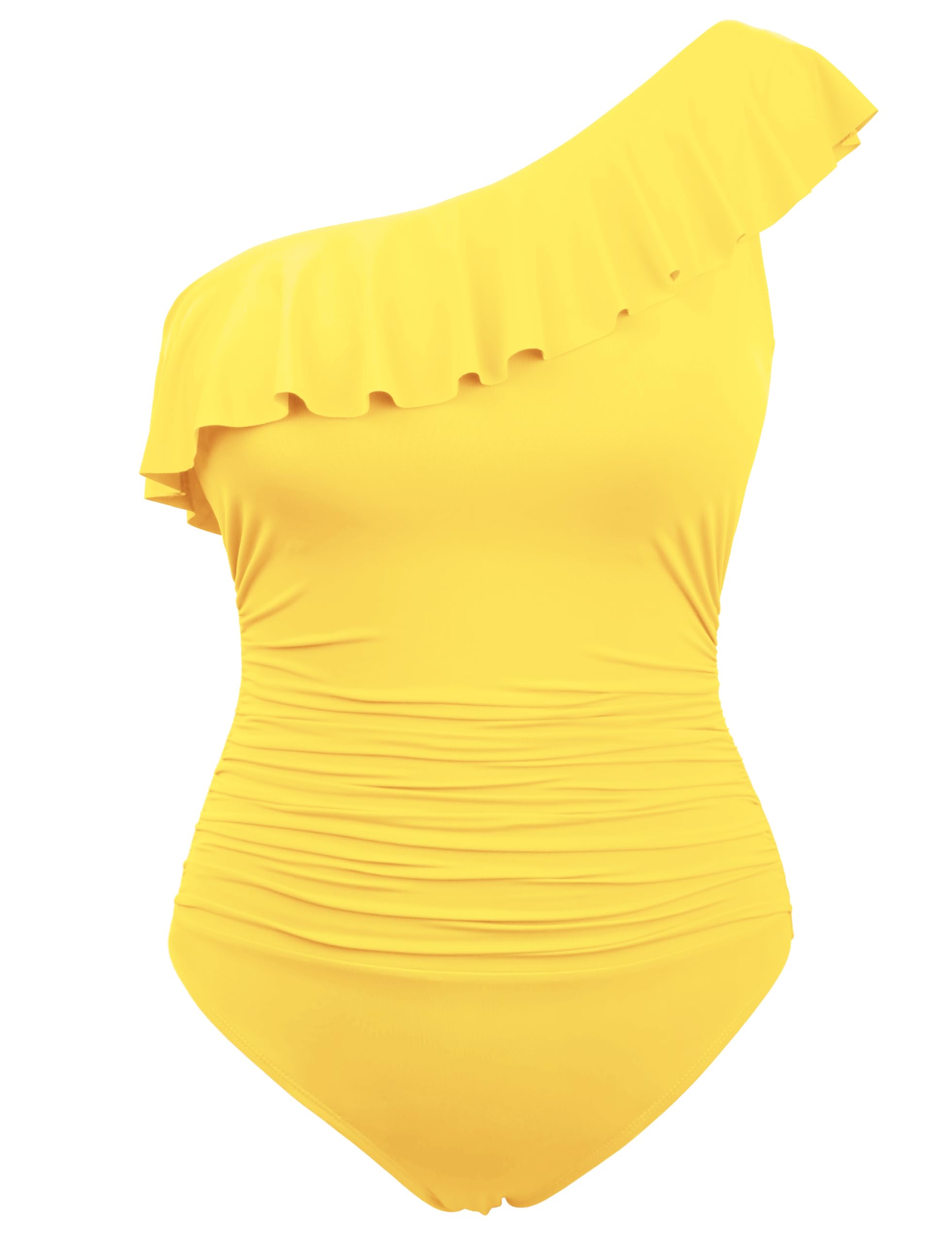 Hilor Women's One Piece Swimsuit Tummy Control Bathing Suit Asymmetric One Shoulder Swimwear - Sexy Beachwear for Pool, Vacation & Summer Activities