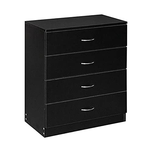 Modern Nightstand with 4 Drawers - Black Bedside Table for Bedroom, Living Room & Small Spaces | Perfect End Table for Sofa, Apartment & Dorm Room Organization