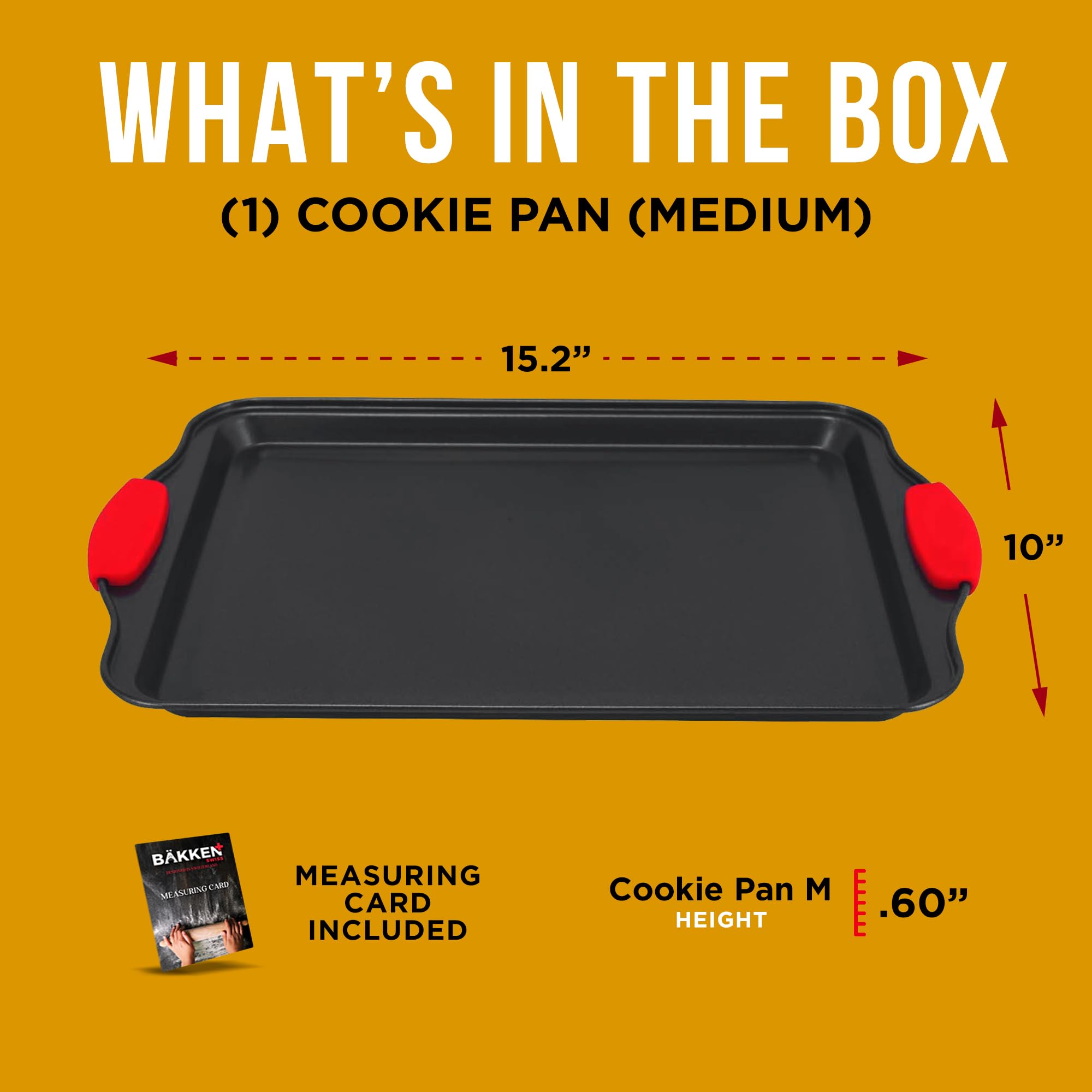 Nonstick Carbon Steel Cookie Sheet Pan with Red Silicone Handles - Medium Baking Tray with Gray Coating for Oven, Baking Cookies, Roasting Vegetables & More - Perfect for Home Kitchen & Commercial Use
