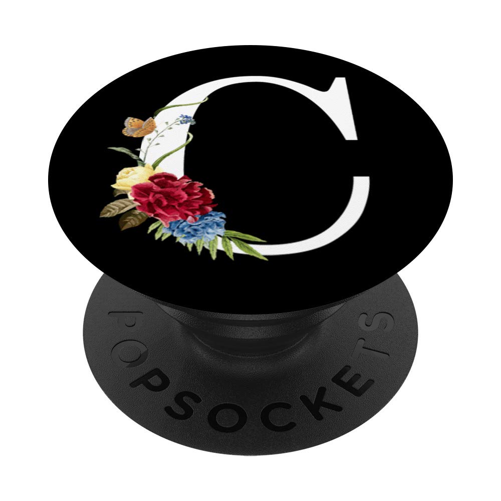Floral Monogram Letter C PopSockets PopGrip - Swappable Phone Grip for iPhone, Samsung & Tablets - Perfect for Everyday Use, Travel & Selfies