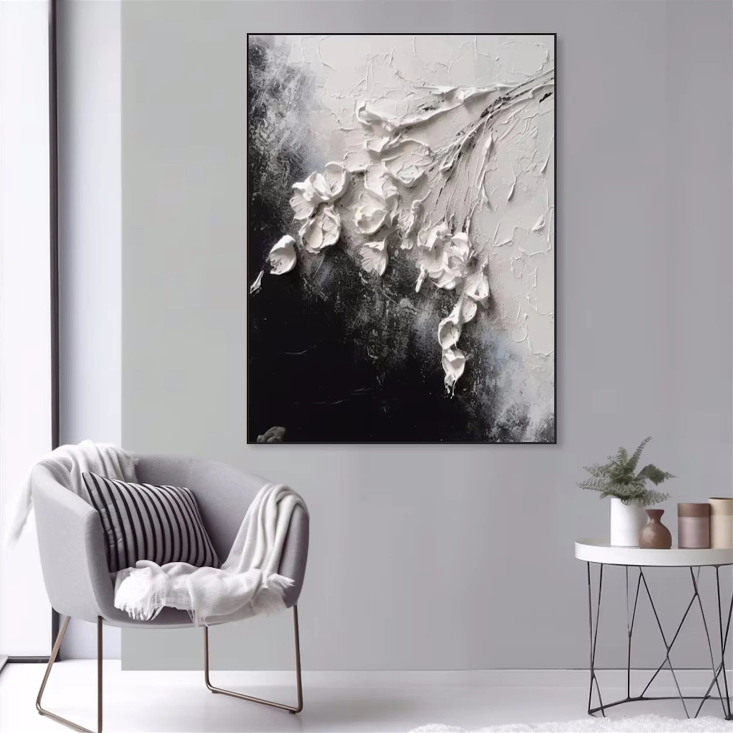 Beautiful Flower and Tree Painting #FT044 - Handmade Canvas Art for Home Decor, Office, Living Room & Bedroom Wall
