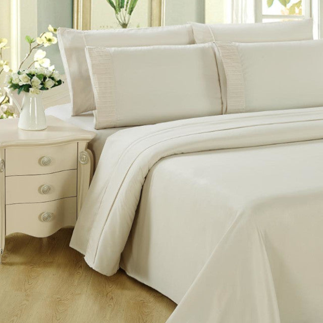 Bamboo Living 6-Piece Queen Sheet Set - Ivory Soft Breathable Bed Sheets for Comfortable Sleep - Perfect for Home, Hotel, and Guest Room Use