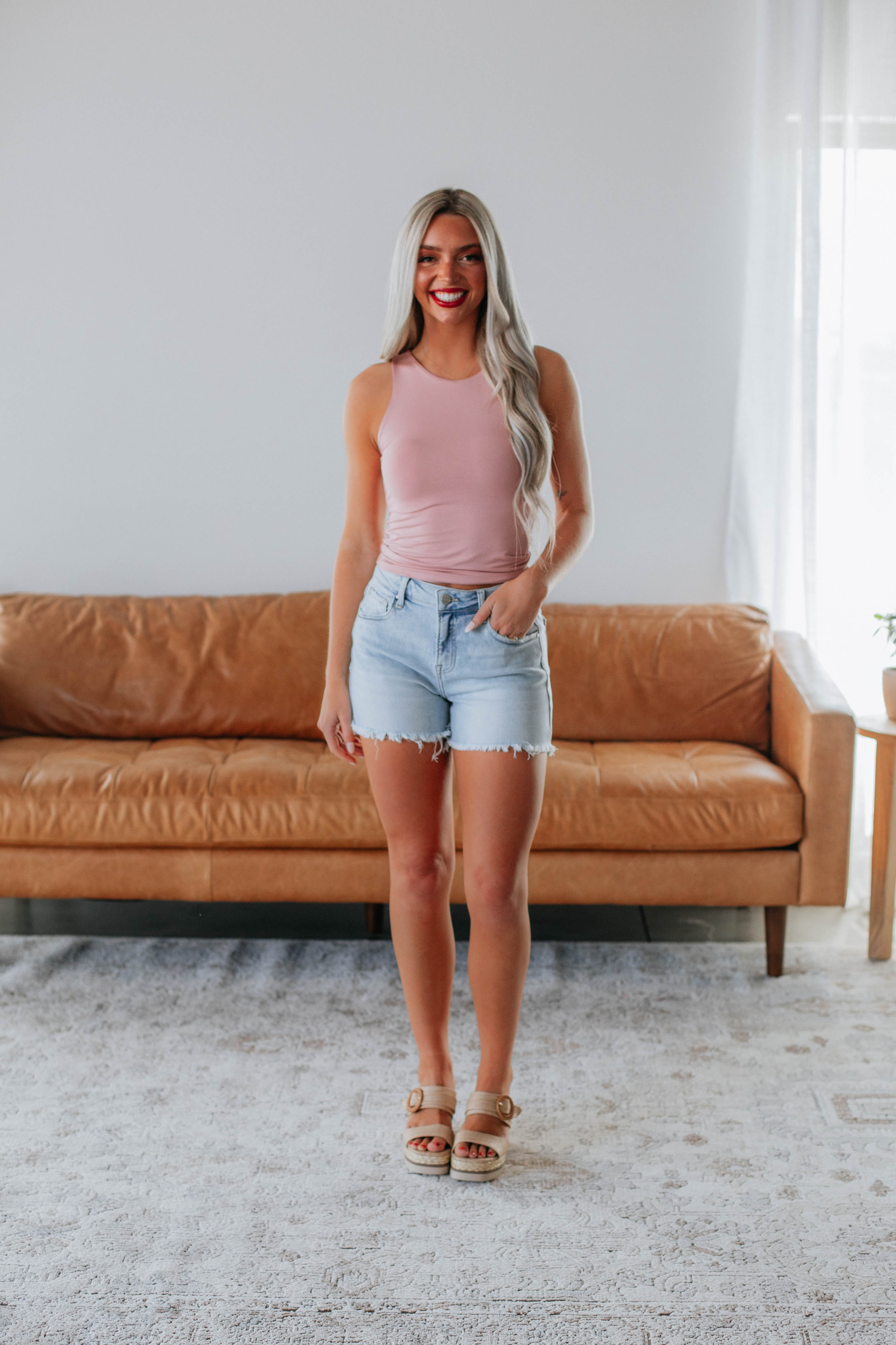 Demi Basic Tank Top for Women - Soft Stretch Comfort Fit, Dusty Rose - Perfect for Casual Wear, Layering & Summer Outfits