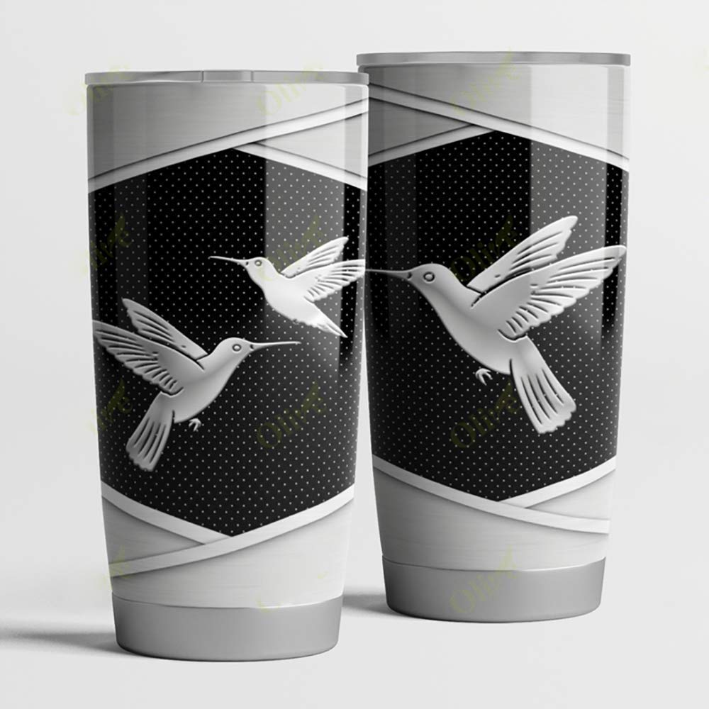 Stainless Steel Vacuum Insulated Tumbler with Lid & Straw - 20oz & 30oz Hummingbird Design Travel Mug for Hot & Cold Drinks - Perfect for Home, Office, School, Camping, Hiking and Outdoor Activities