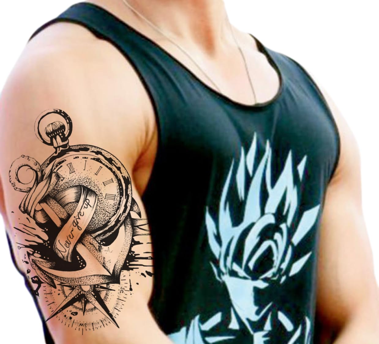 Waterproof Temporary Tattoo Stickers for Men & Women - 3D Realistic Flowers, Butterflies, Stars, Angels, Wolves & Armband Designs (19x12cm) | Perfect for Parties, Halloween, Cosplay & Body Art