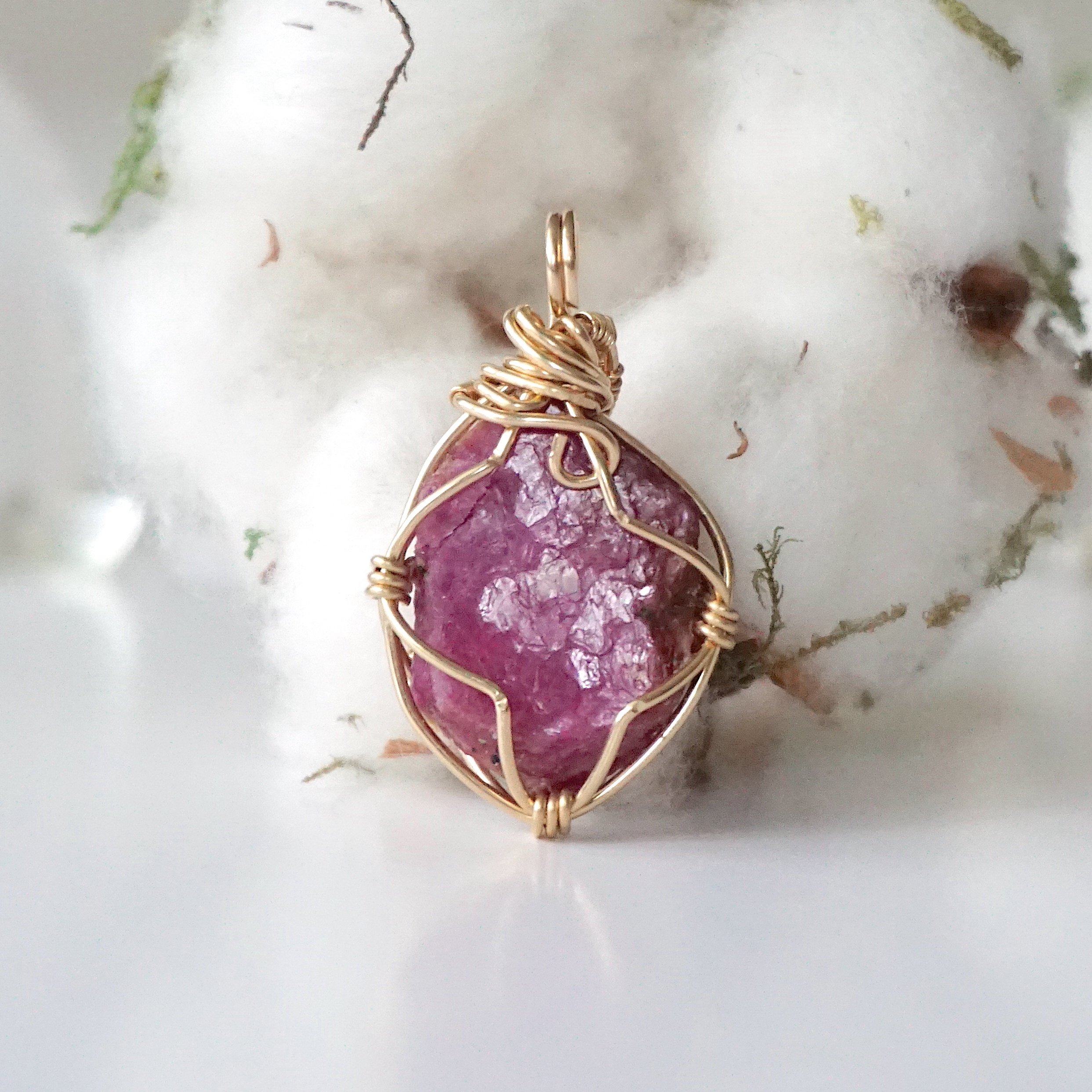 14k Gold Filled Pink Ruby Pendant Necklace for Women - Elegant Jewelry Gift for Valentine's Day, Anniversary & Special Occasions